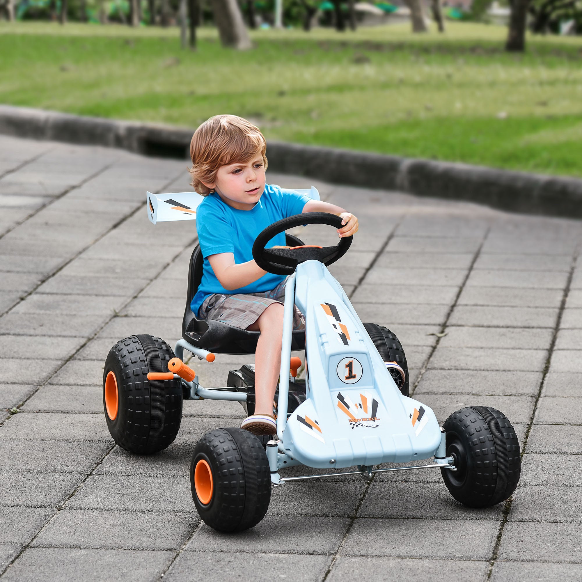 HOMCOM Kids Children Pedal Go Kart Manual Ride On Car w/ Brake Gears Steering Wheel Adjustable Seat Outdoor Fun Vehicle 97 x 66 x 59 cm - North Peak Garden Furniture