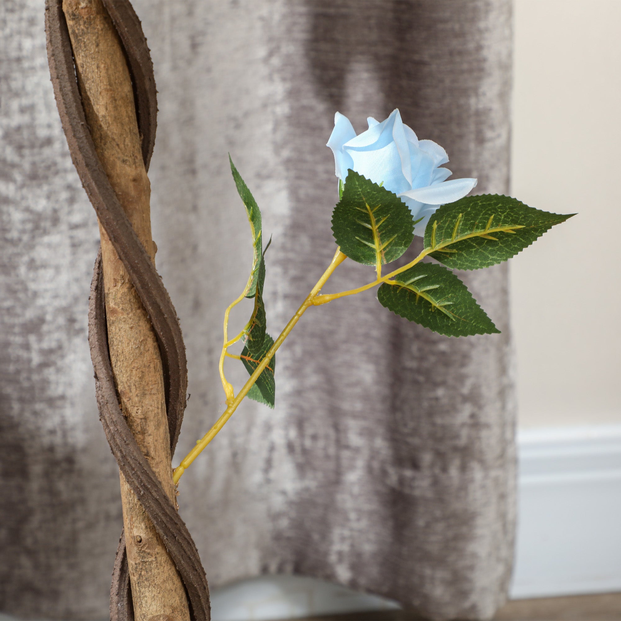 Outsunny Set of 2 Artificial Plants White Rose Floral in Pot, Fake Plants for Home Indoor Outdoor Decor, 90cm, Light Blue - North Peak Garden Furniture