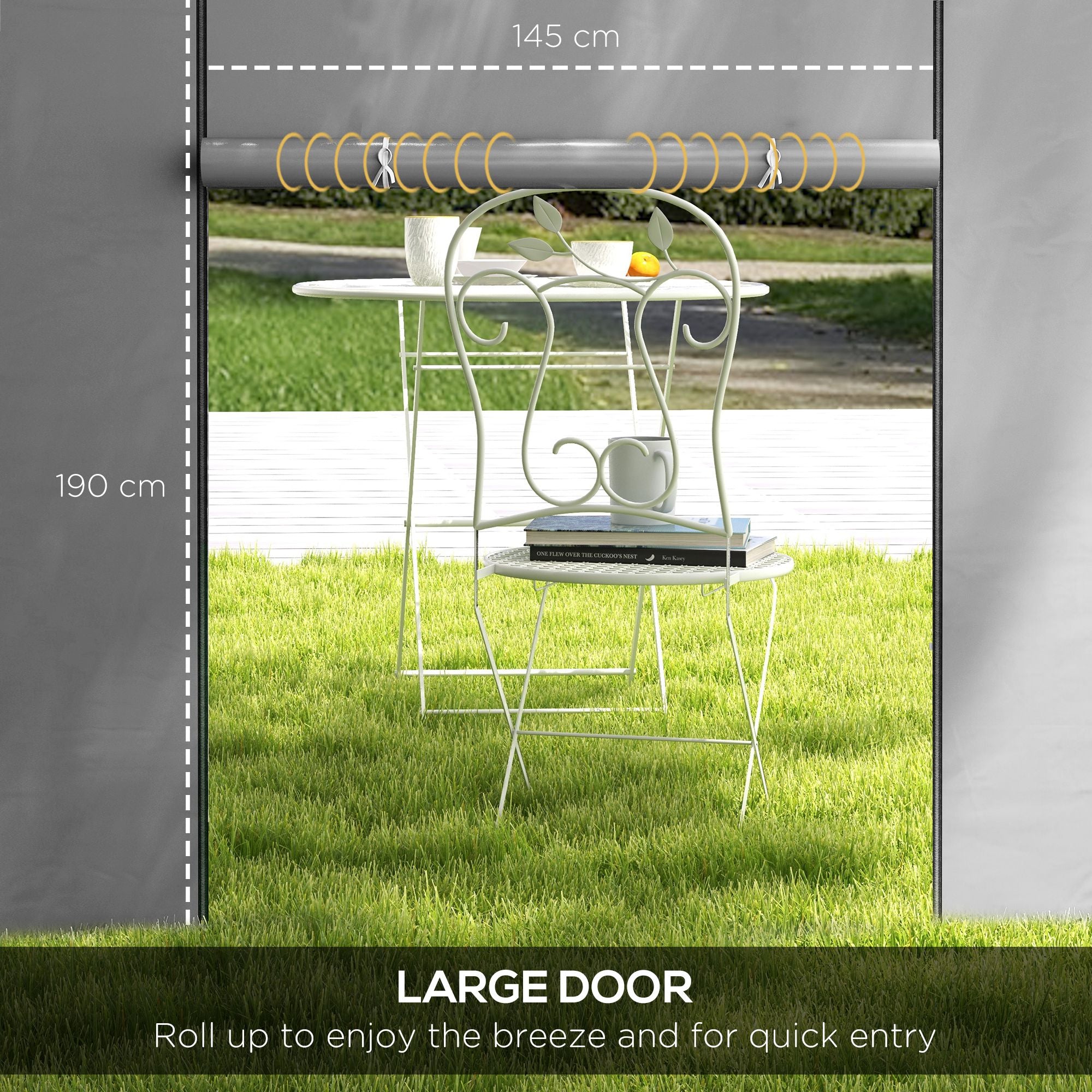 Outsunny Gazebo Side Panels, 2 Pack Sides Replacement, for 3x3(m) or 3x6m Pop Up Gazebo, with Windows and Doors, Light Grey - North Peak Garden Furniture