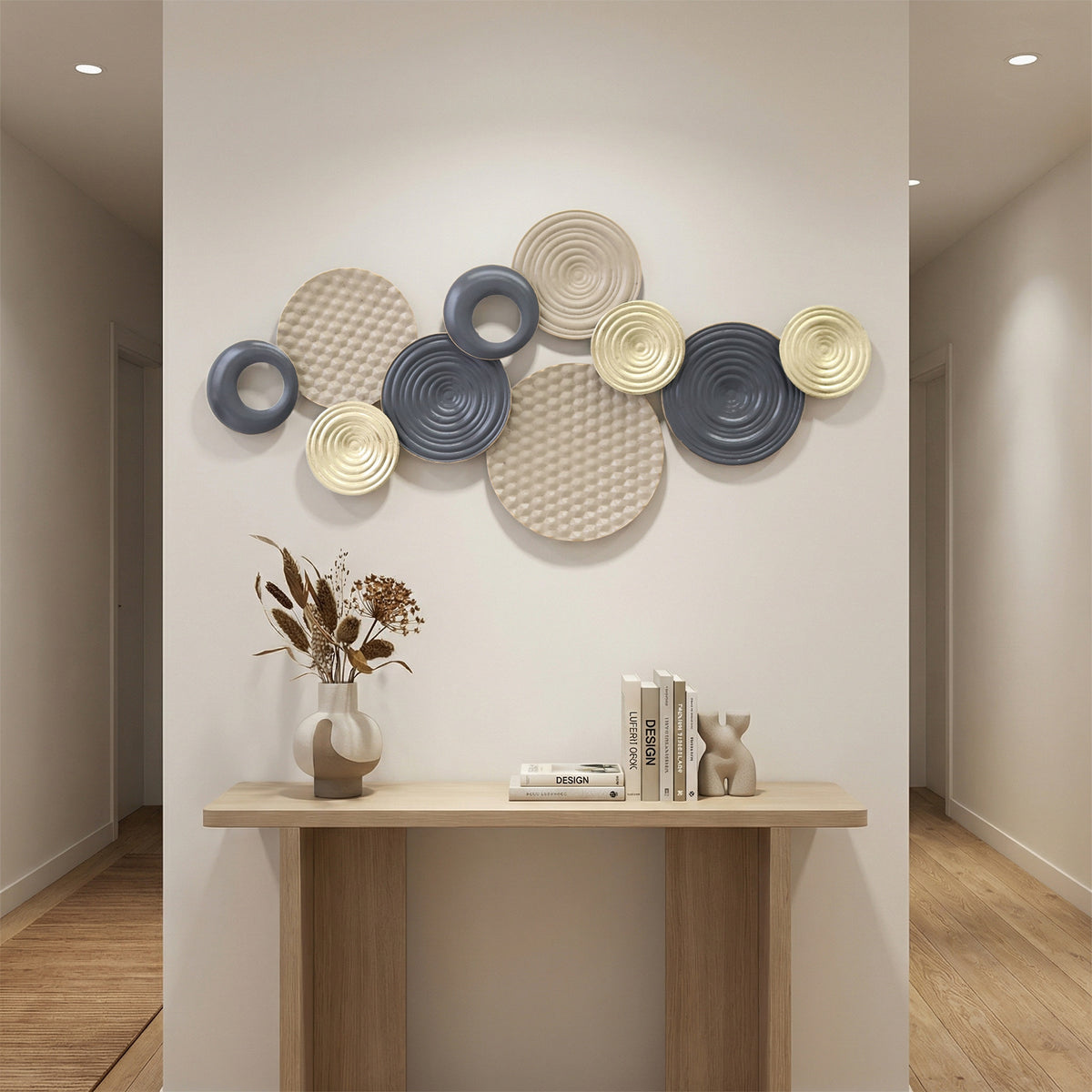 HOMCOM Metal Wall Art, Modern Hanging Wall Decor with Multi-Disc Design for Living Room Bedroom Dining Room