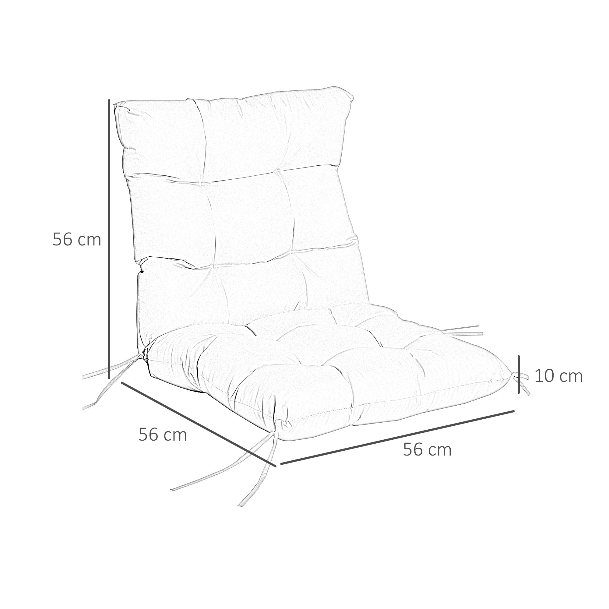 Outsunny Garden Back Chair Cushion, Comfortable Patio Seat Cushion Pad with Backrest for Outdoor & Indoor Use, Light Grey - North Peak Garden Furniture