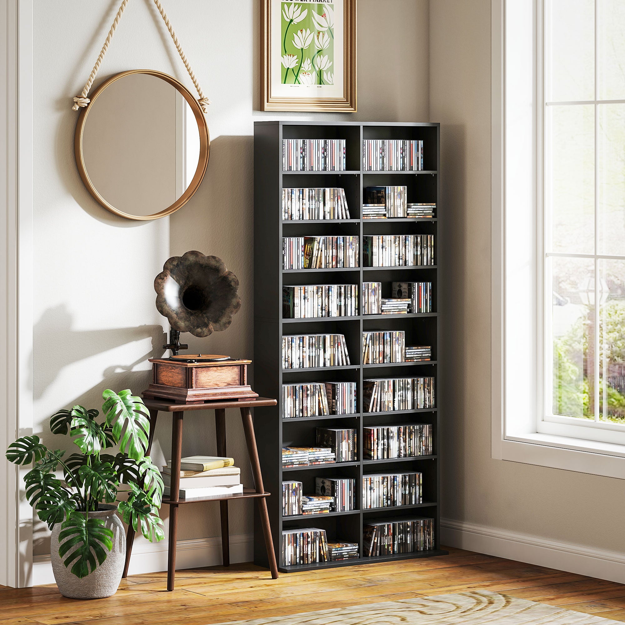 HOMCOM 640 CD Storage Tower - Black - North Peak Garden Furniture
