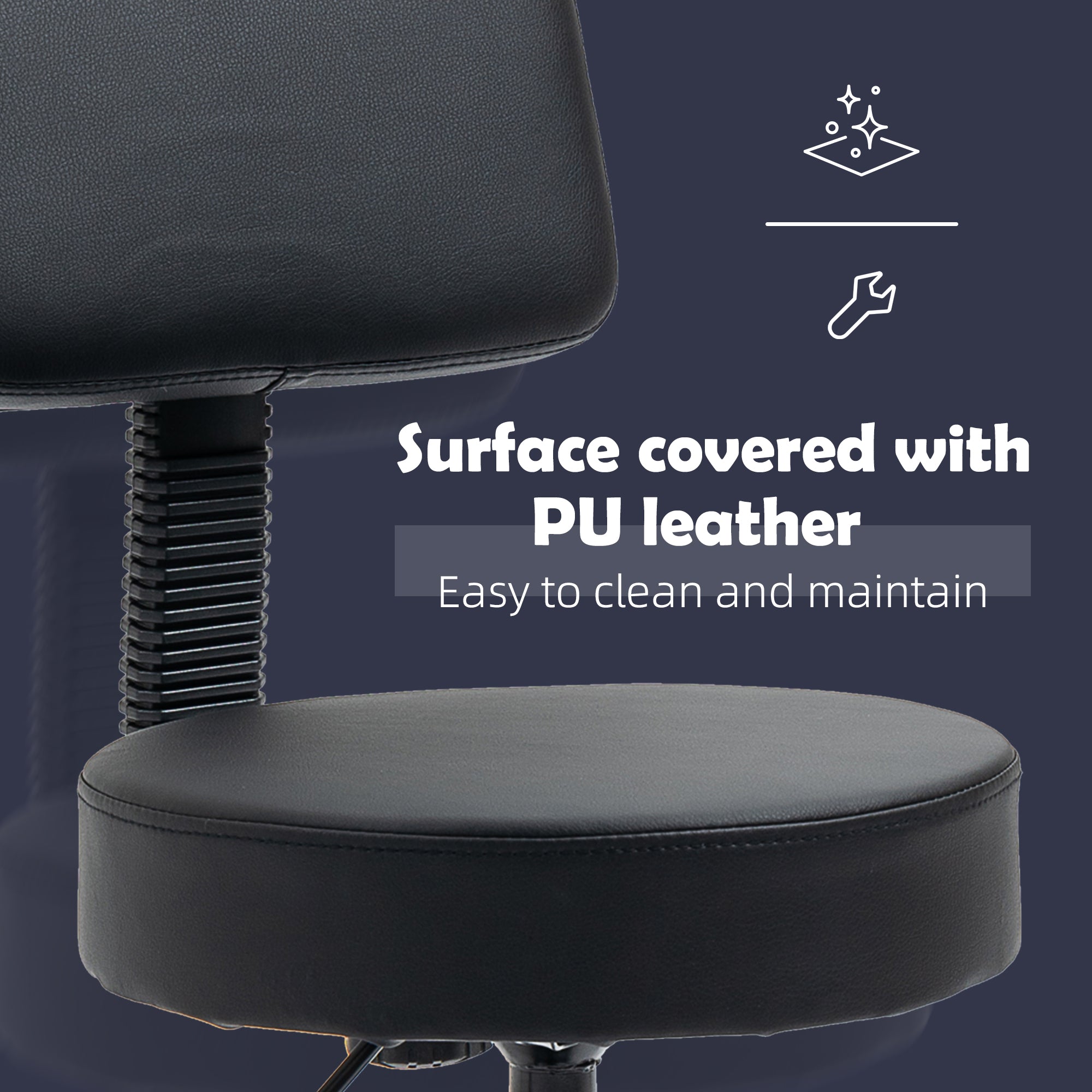 HOMCOM Swivel Salon Chair w/ Padded Seat Back 5 Wheels Adjustable Height Salon Hairdressers Tattoo Spa Rolling Black - North Peak Garden Furniture