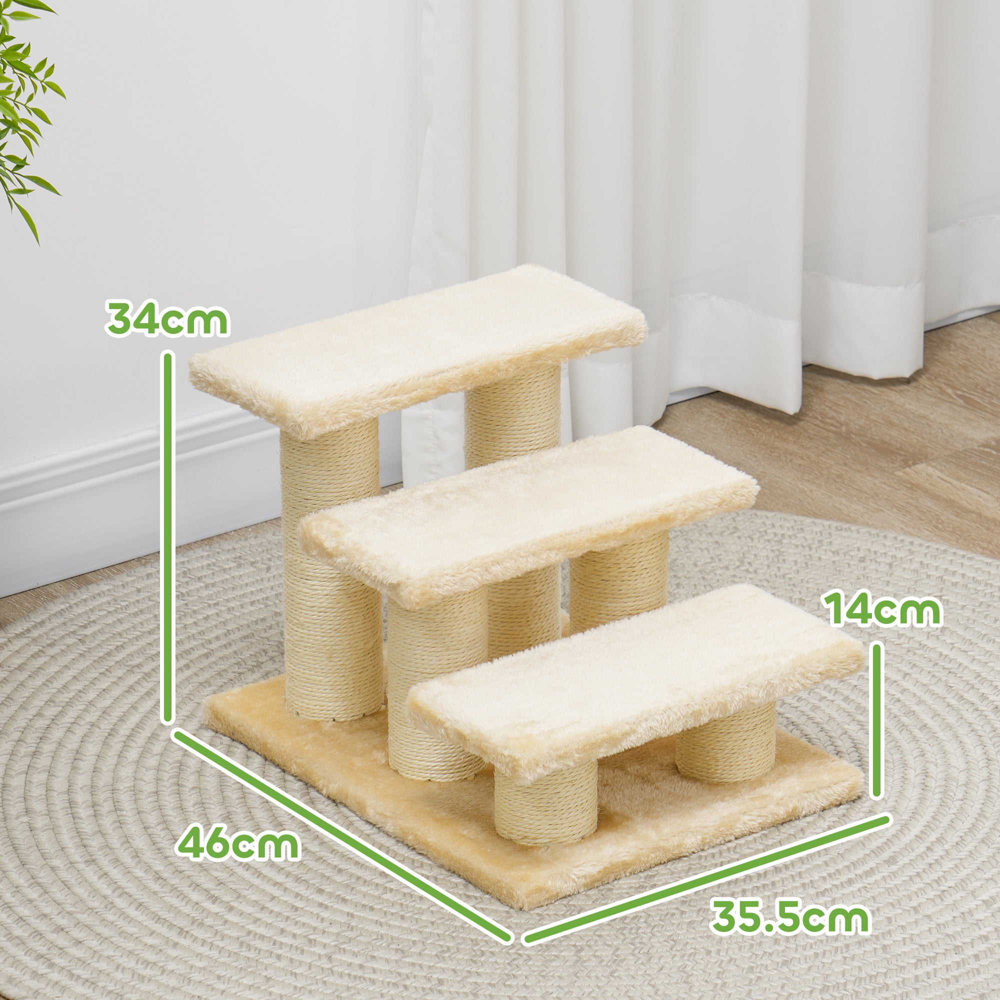 PawHut Pet Stairs 3-step Pet Ladder Cat dog Stairs Climb Ladder Cat Tree