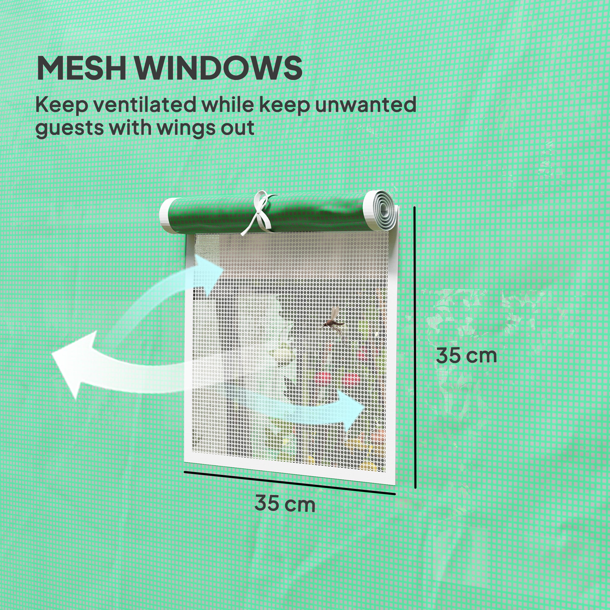Outsunny 296 x 196cm Steel Frame Polytunnel Greenhouse - Green