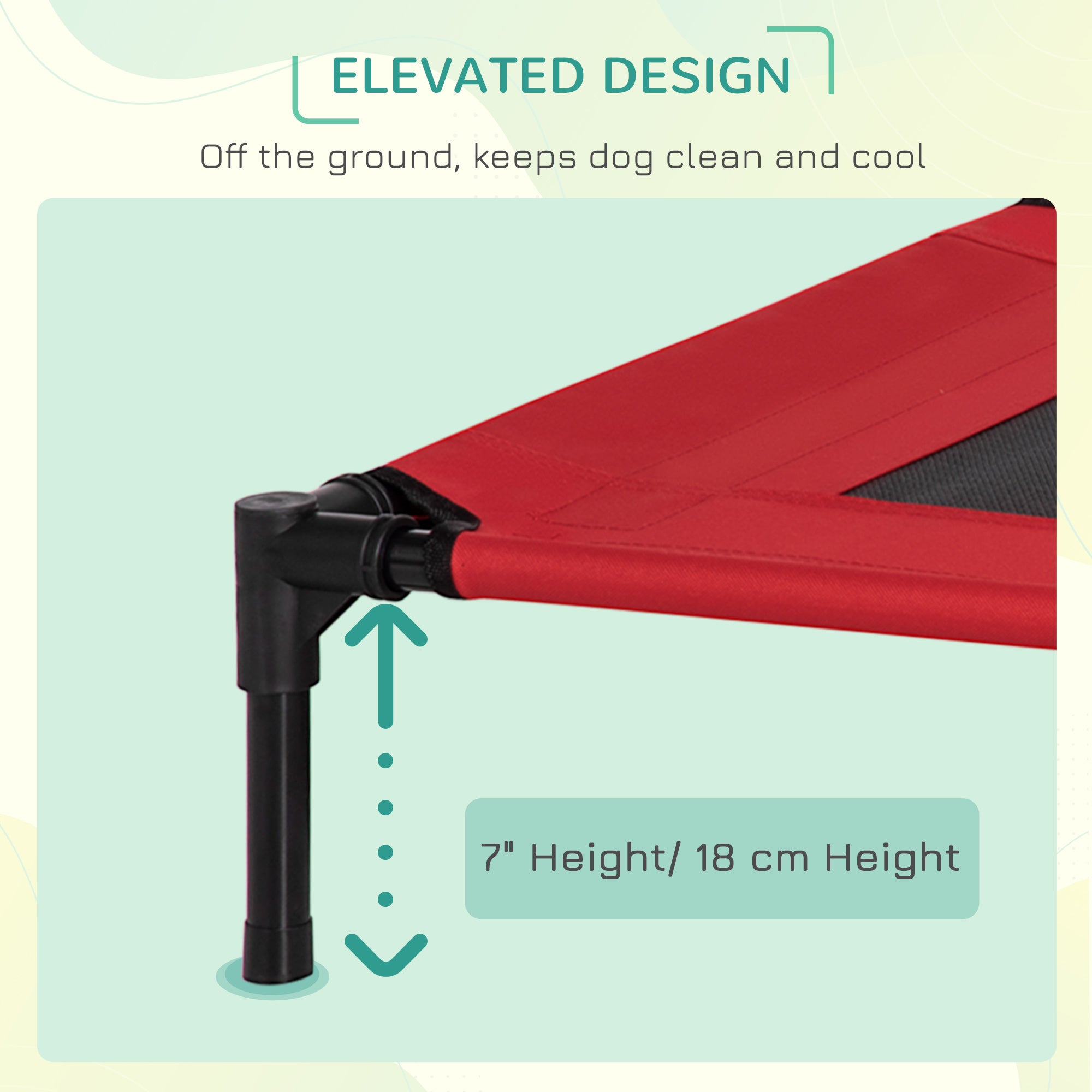 PawHut Raised Dog Bed Cat Elevated Lifted Portable Camping w/ Metal Frame Black and Red (Medium) - North Peak Garden Furniture