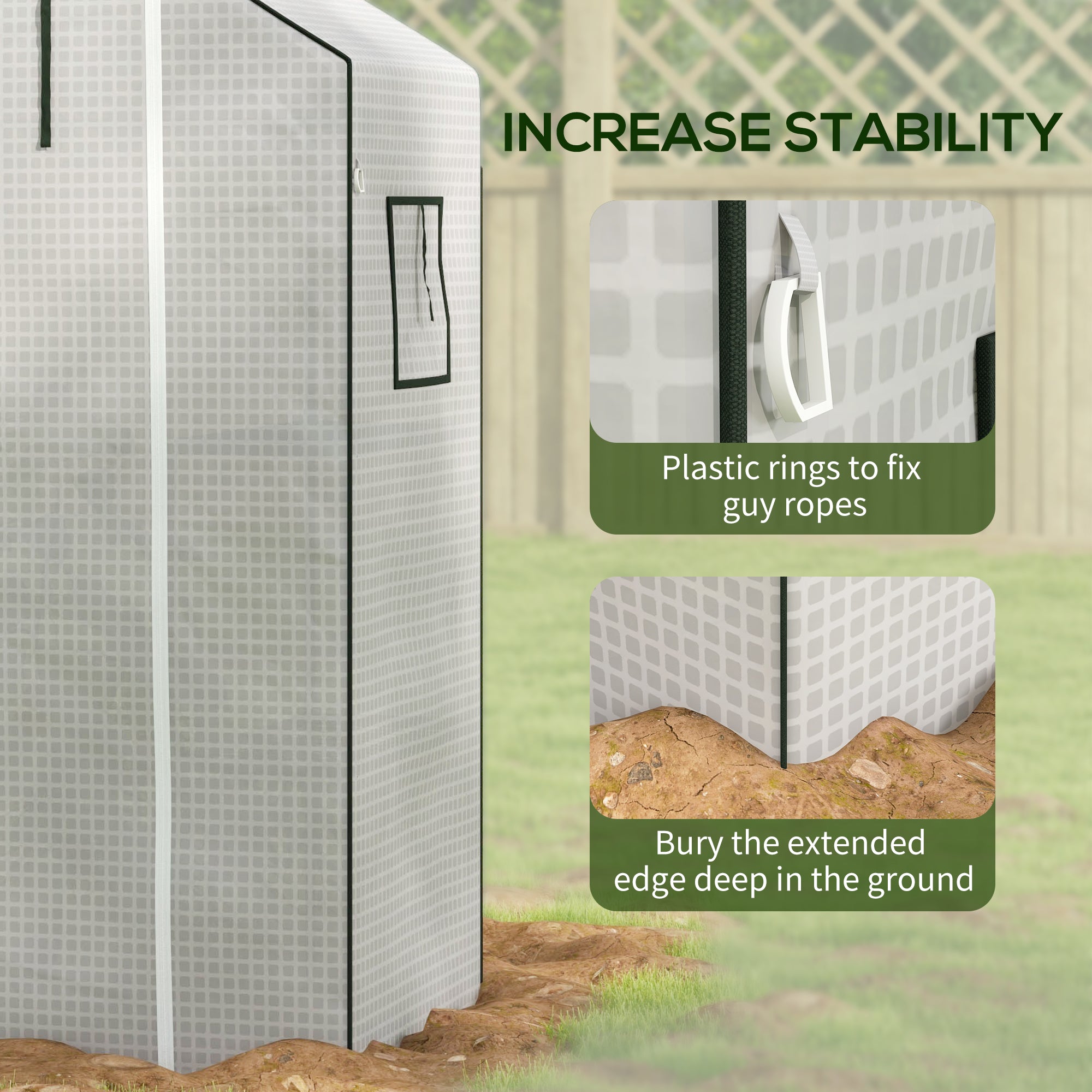 Outsunny Greenhouse Cover Replacement Walk-in PE Hot House Cover with Roll-up Door and Windows, 140 x 73 x 190cm, White - North Peak Garden Furniture