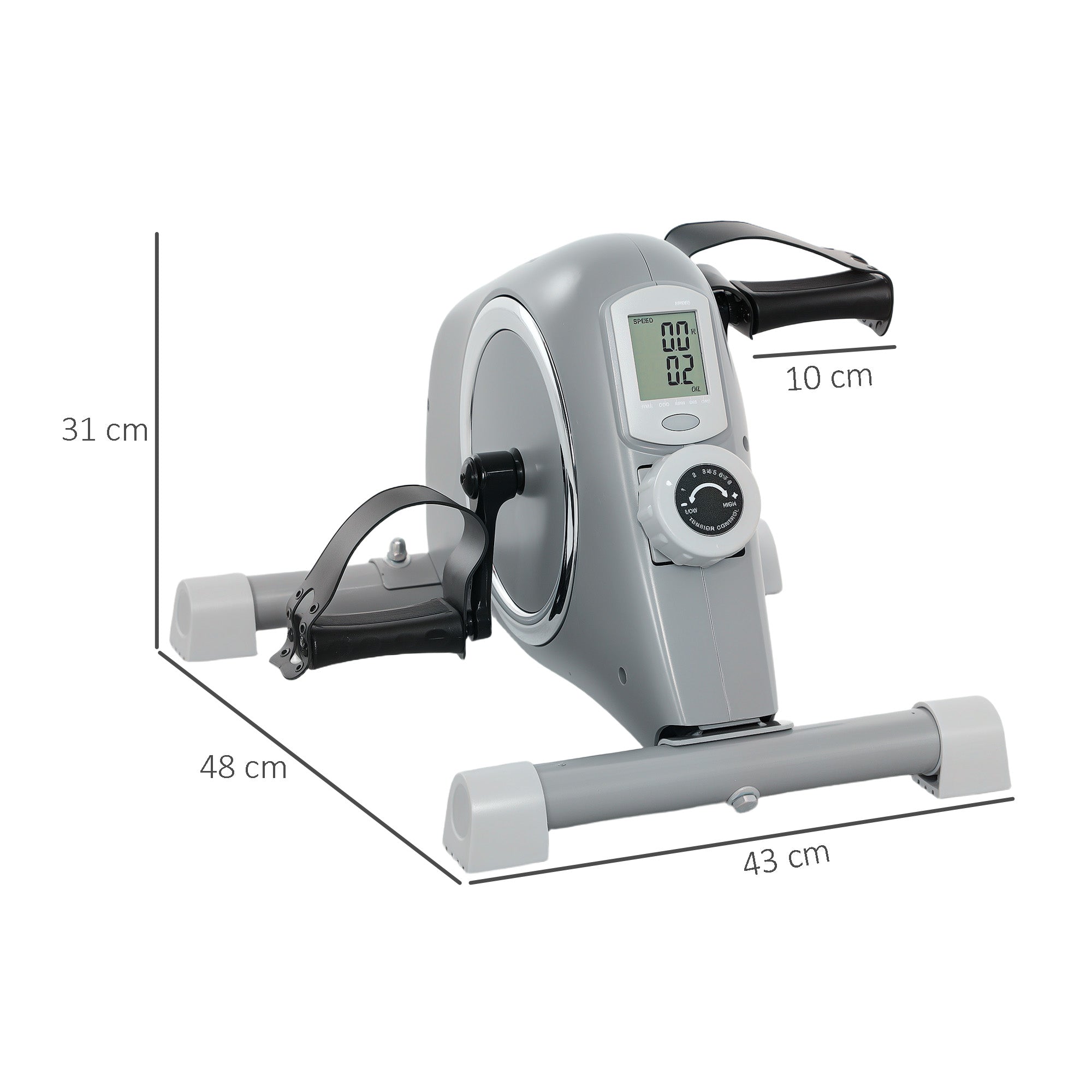 SPORTNOW Mini Exercise Bike, Sit Down Pedal Exerciser with 8-Level Quiet Magnetic Resistance and LCD Display, Portable Under Desk Bike for Arm and Leg Home Gym Office Workout, Grey - North Peak Garden Furniture