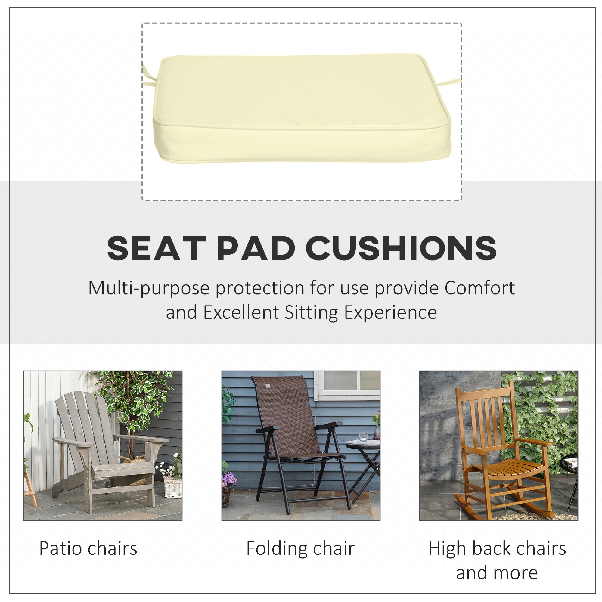 Outsunny Set of 6 Pcs Chair Cushion, 42Lx42Wx5T cm-Cream White - North Peak Garden Furniture