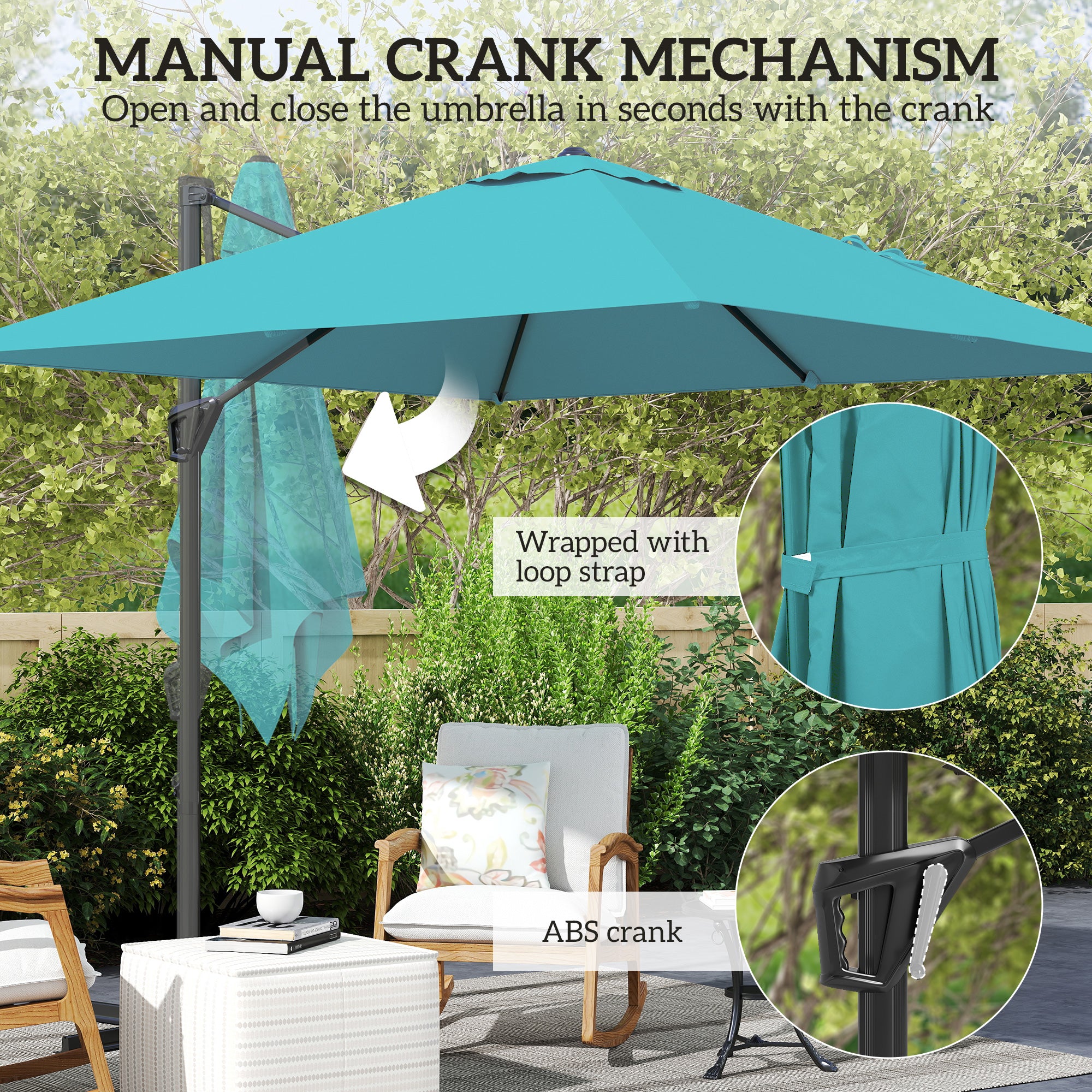 Outsunny Patio Offset Parasol Umbrella - Blue