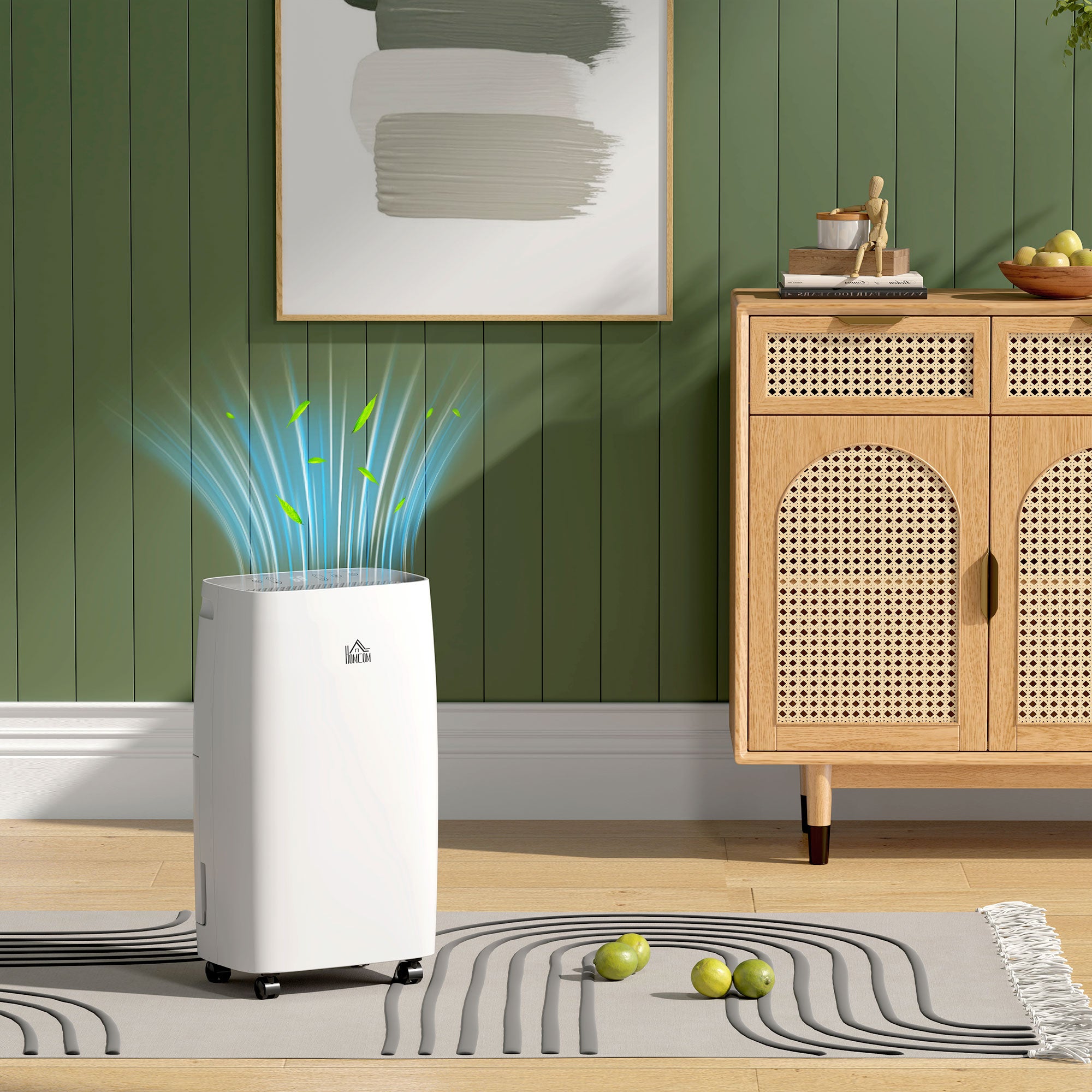 HOMCOM 12L/Day Dehumidifier with Continuous Drainage, 2.5L Water Tank, 24H Timer, Humidity Display, for Home Damp, Condensation, Mould and Laundry Drying, White - North Peak Garden Furniture