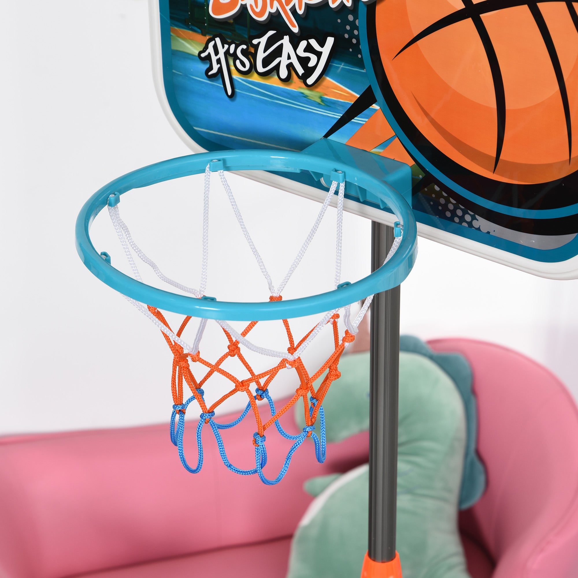 HOMCOM Kids Basketball Hoop and Stand Portable Basketball Stand Set w/ Ball Pump Netting Backboard Adjustable Height from 126 cm to 158 cm - North Peak Garden Furniture