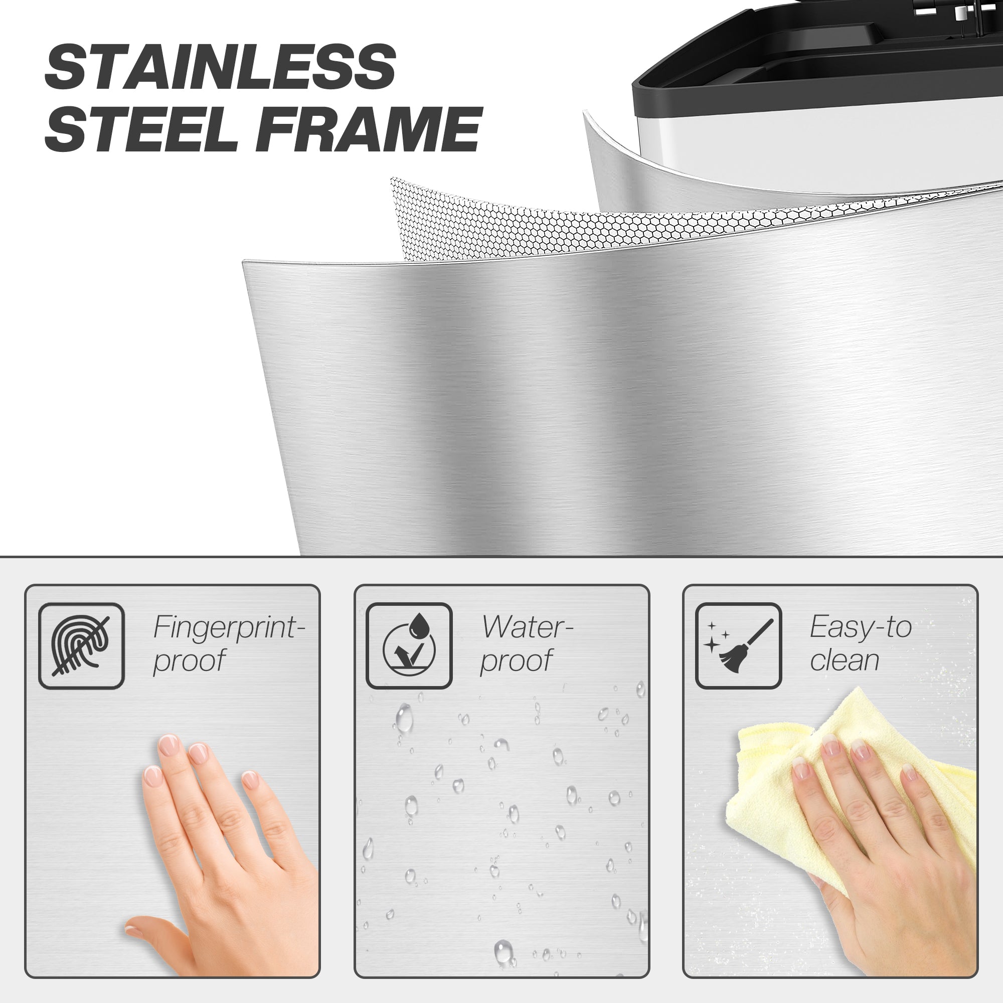 HOMCOM 40L Dual Compartment Stainless Steel Bin, with Deodoriser Holders - Silver Tone - North Peak Garden Furniture