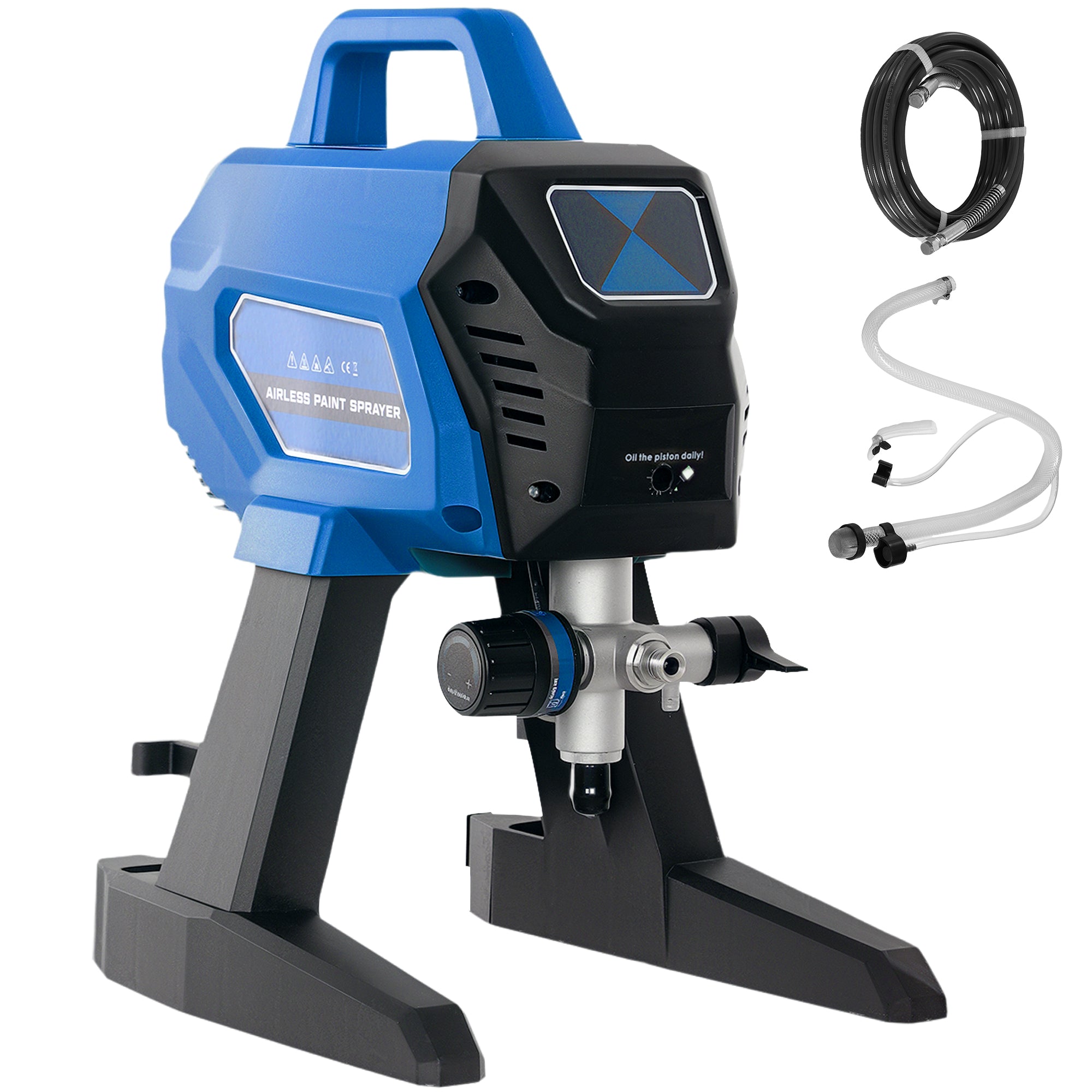 HOMCOM Airless Paint Sprayer, Thinning-Free, Electric Fence Paint Sprayer for Exterior and Interior DIY Painting Projects, Wall Spray Gun Machine, Household Use, 1.5L/min, 200Bar, 7.5m Hose Dark Blue