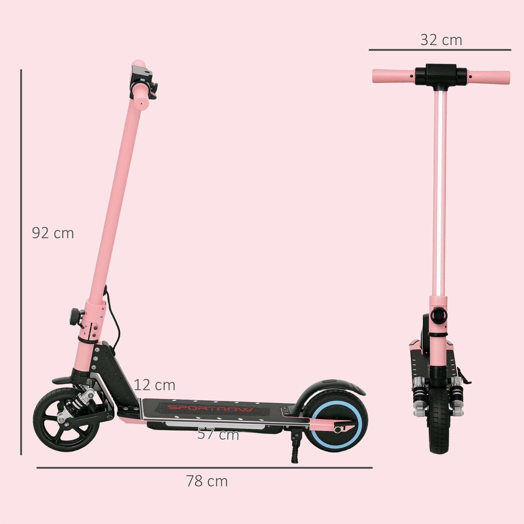 SPORTNOW Folding Electric Scooter for Kids Age 6-14 with Dual Brakes, Front Suspension, LED Colourful Lights and Display, 6.8kg Lightweight Aluminium E Scooter, Up to 14 KM/H & 6 KM, Pink - North Peak Garden Furniture