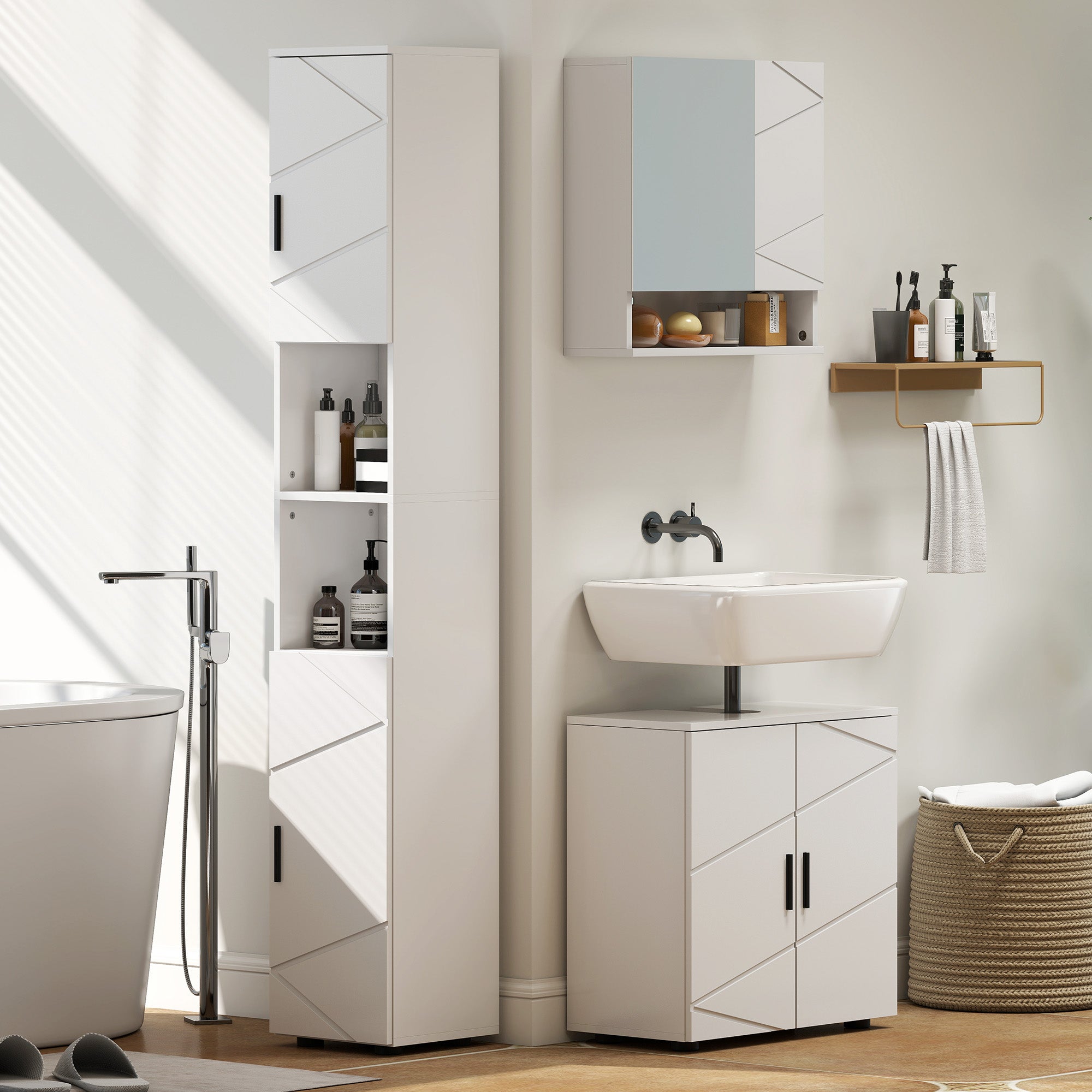 kleankin Under Sink Cabinet with Shelf - White