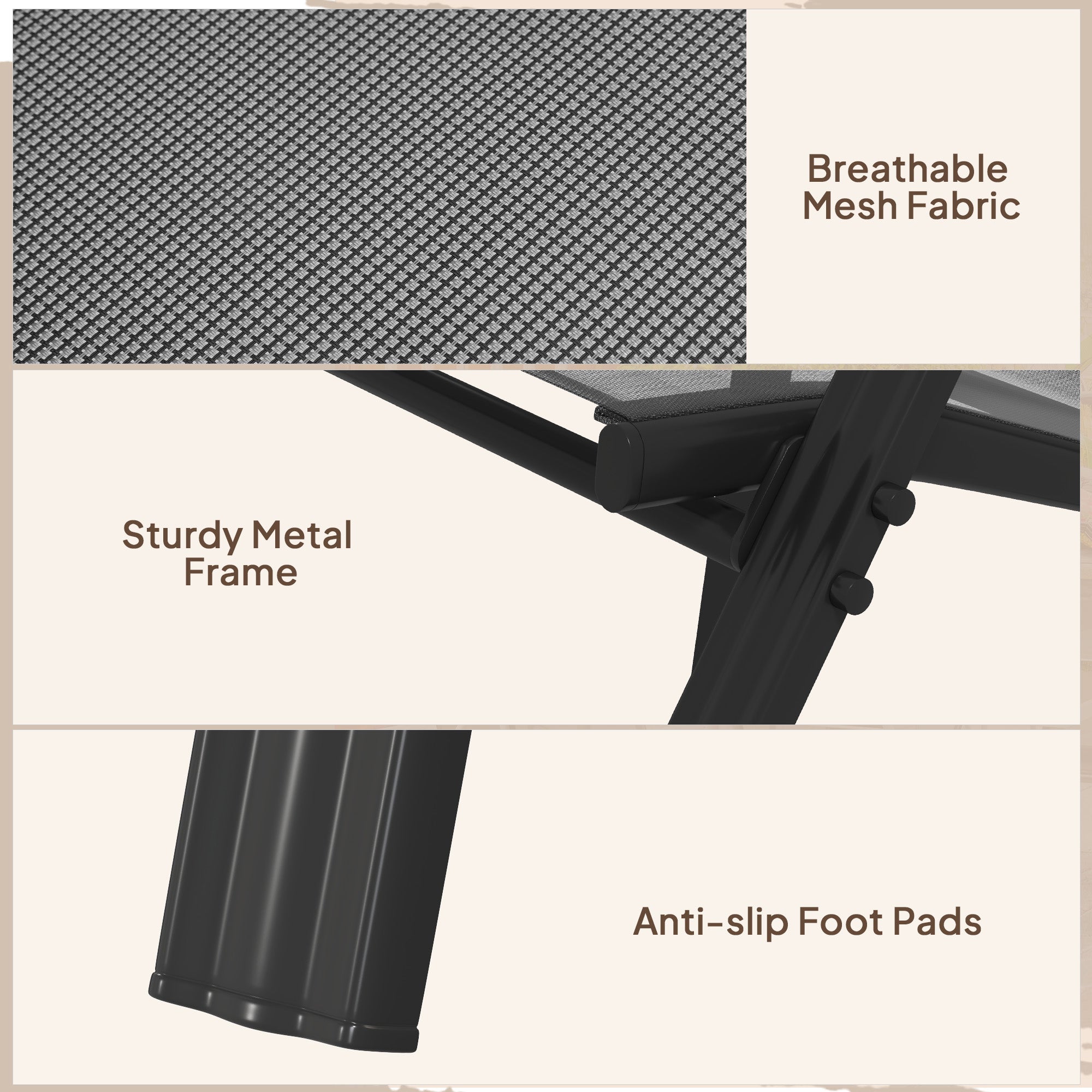 Outsunny Set of Four Stackable Mesh Seat Chairs - Black - North Peak Garden Furniture