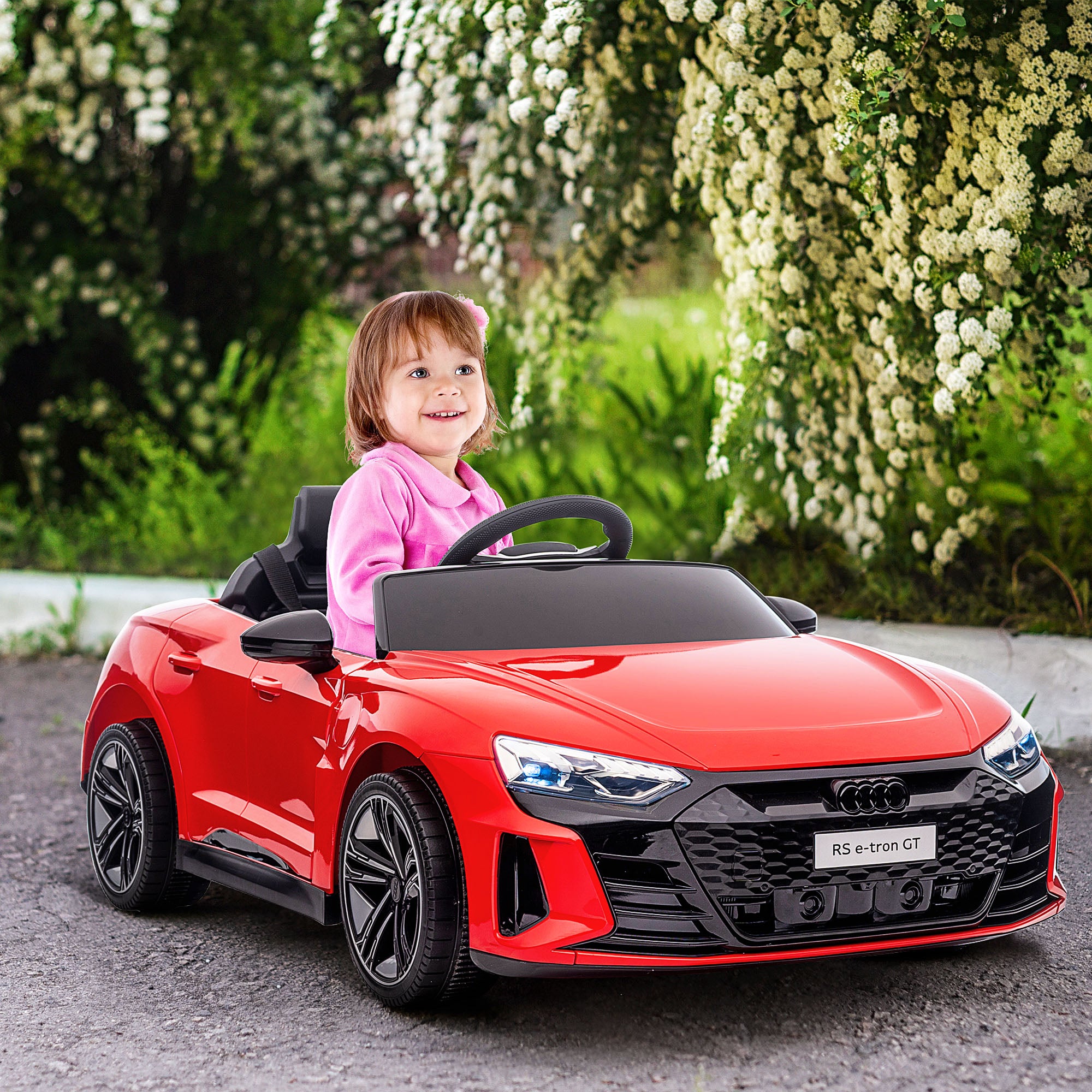 HOMCOM Audi Licensed 12V Kids Electric Ride-On, with Remote Control, Suspension System, Lights, Music, Motor - Red - North Peak Garden Furniture