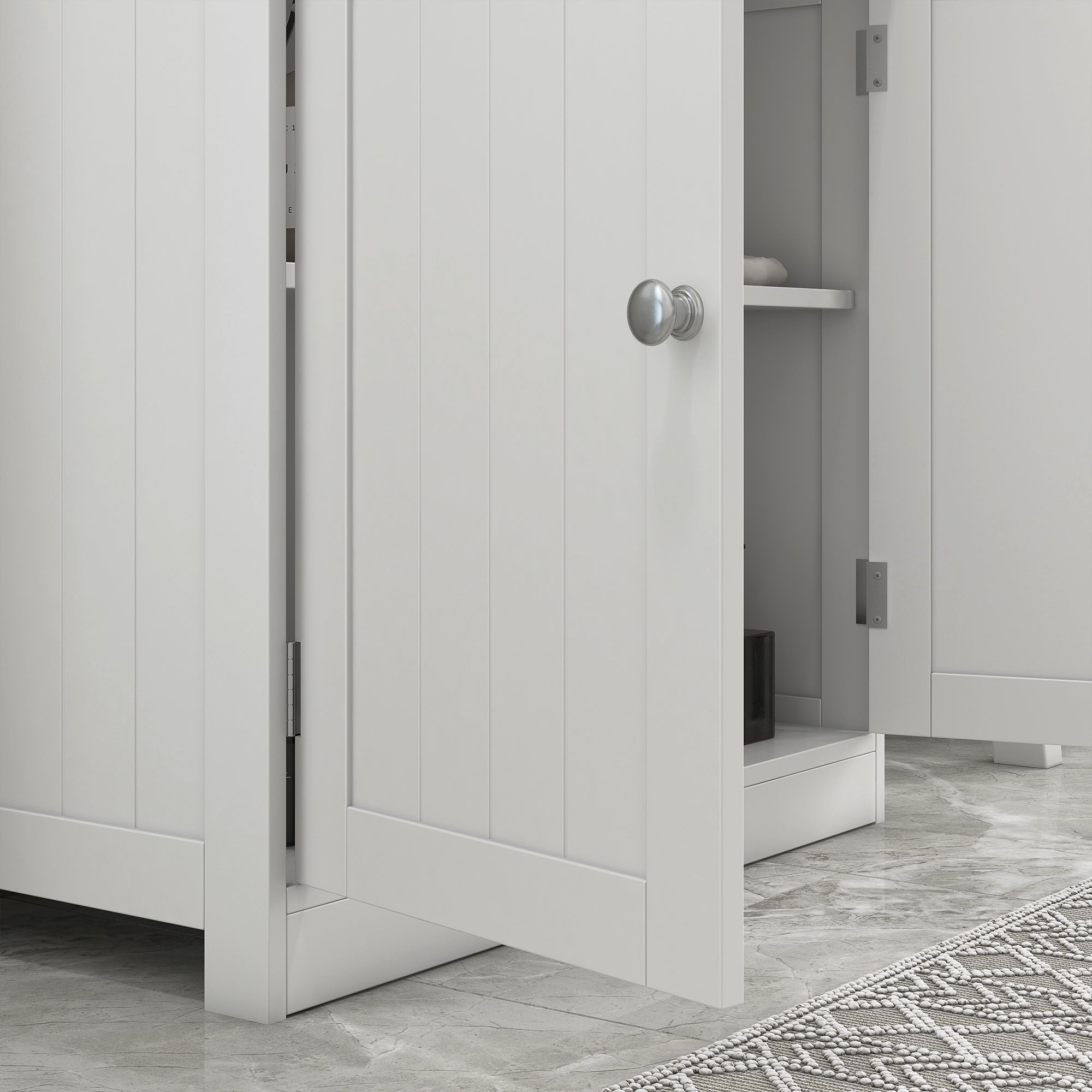 HOMCOM Under Sink Bathroom Storage Cabinet 2 Layers Vanity Unit Wooden - White