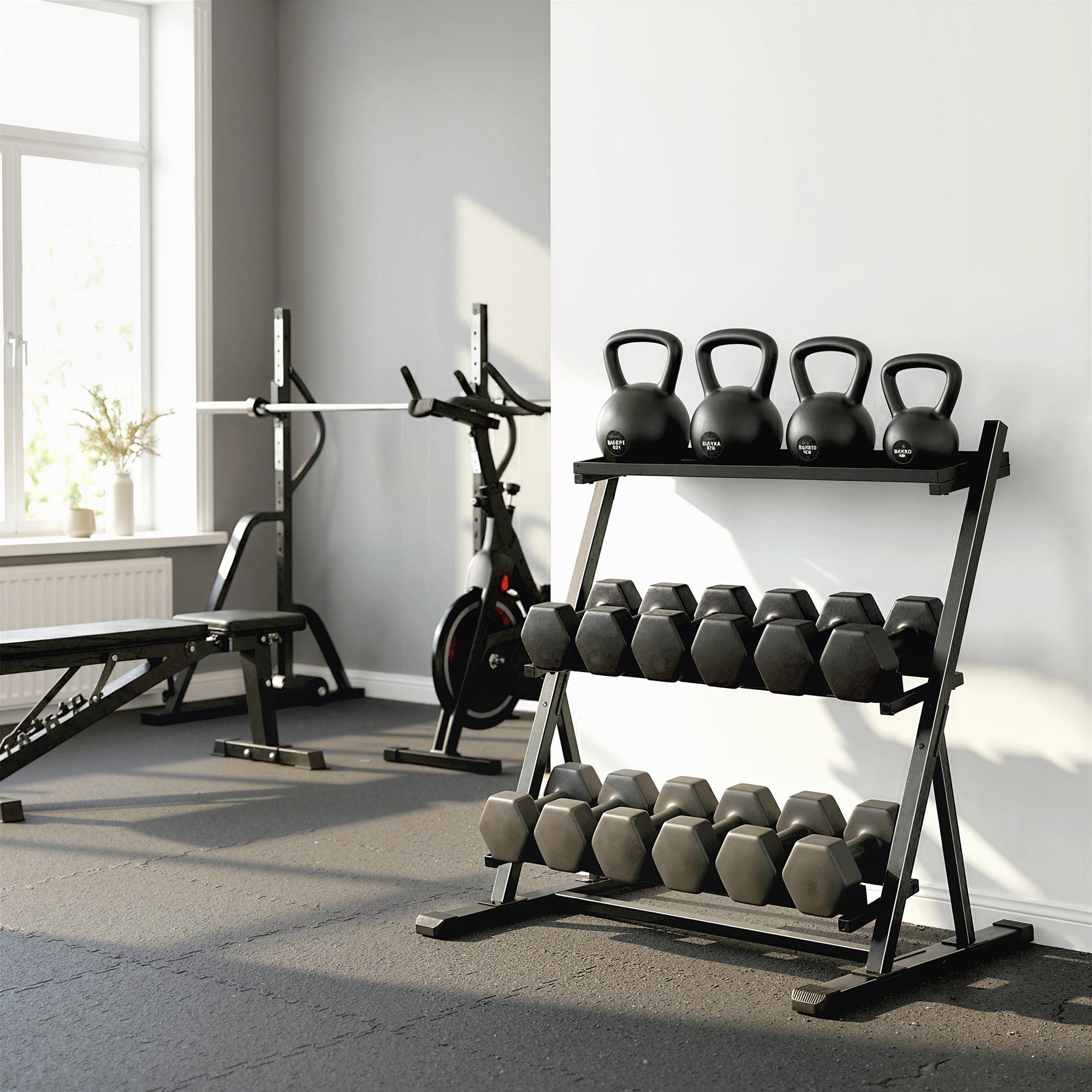 SPORTNOW 3-Tier Adjustable Dumbbell Rack, Heavy-Duty Weight Rack for Dumbbells, Kettlebells and Multiple Balls, Space-Saving Weight Storage Stand for Home Gym, 200 KG Capacity