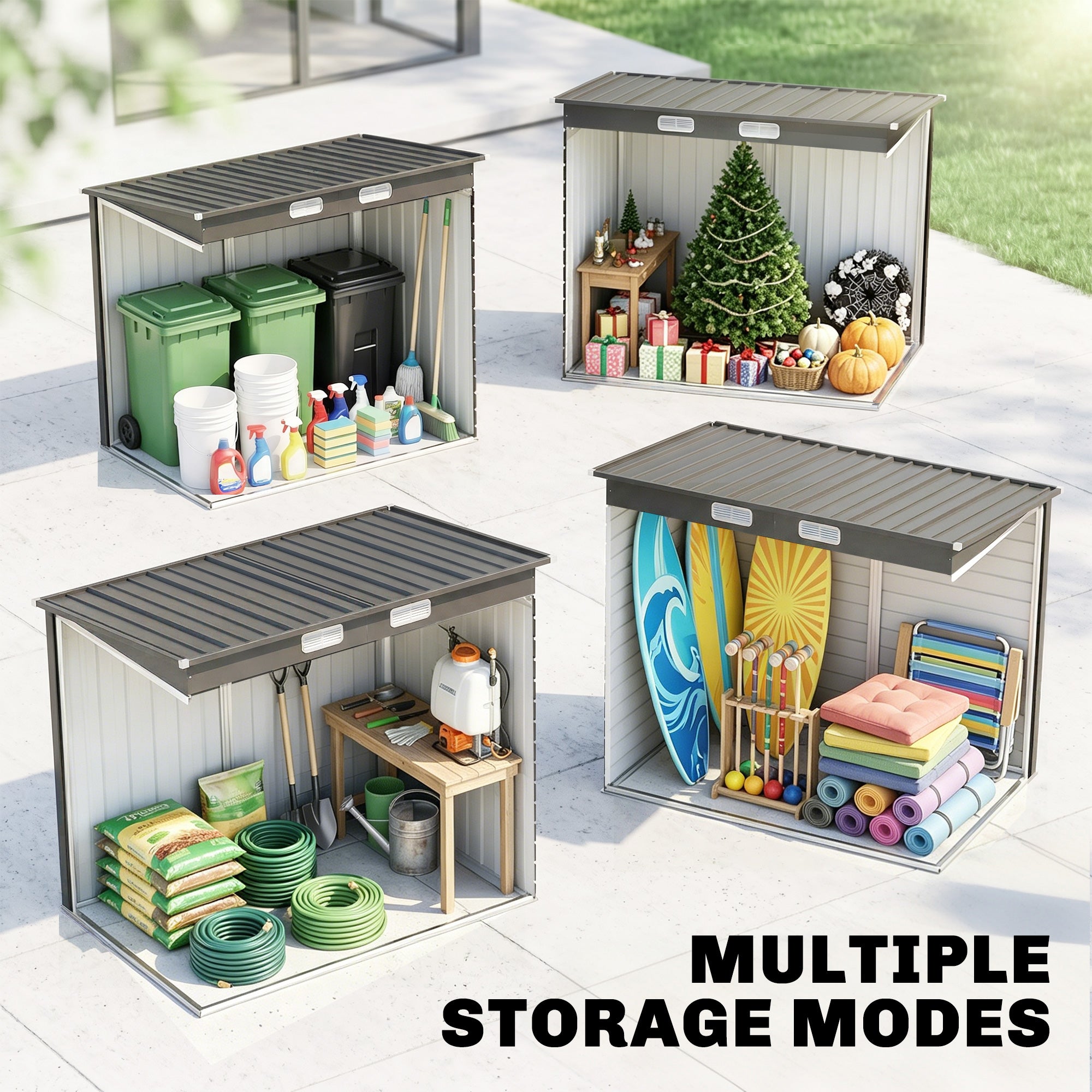 Outsunny 6.3 x 4.3FT Garden Shed. Galvanised Metal Shed, Outdoor Tool Storage Shed with Pent Roof, Lockable Door and 2 Vents, Grey