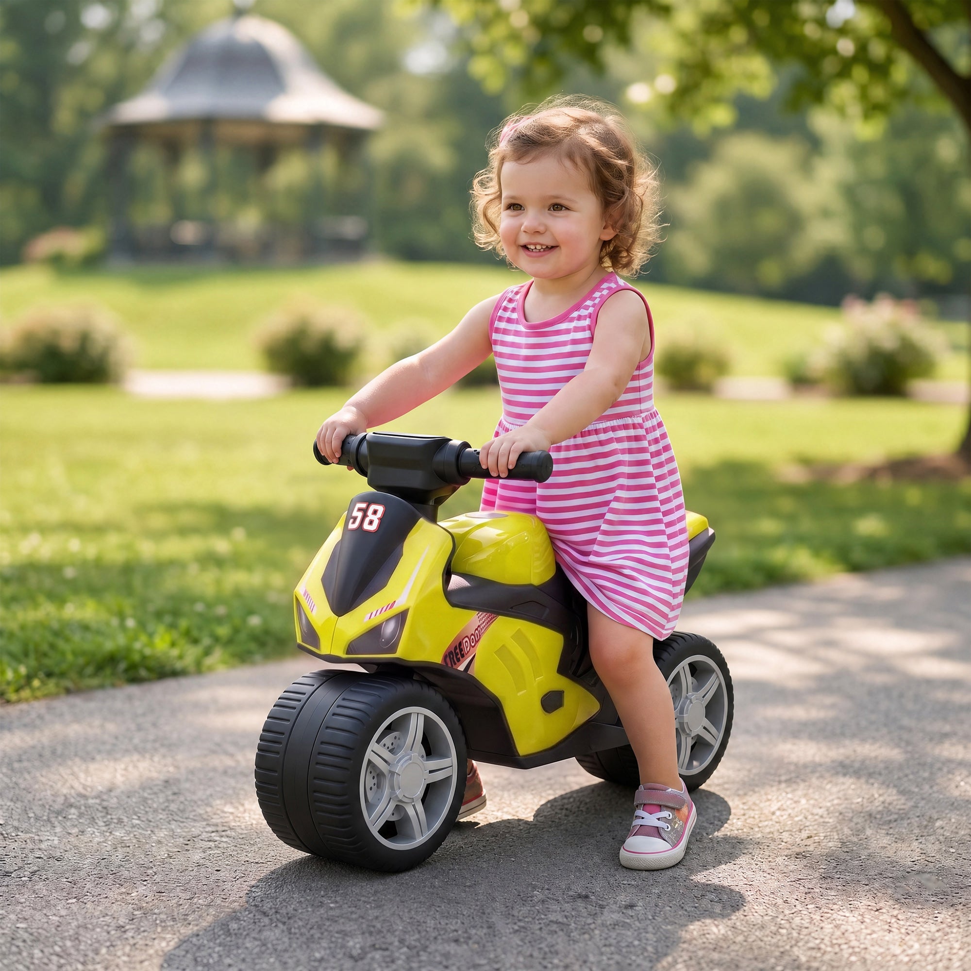 AIYAPLAY Balance Bike with Music Extra-Wide Wheels Toddler Bike for Boys Girls Green
