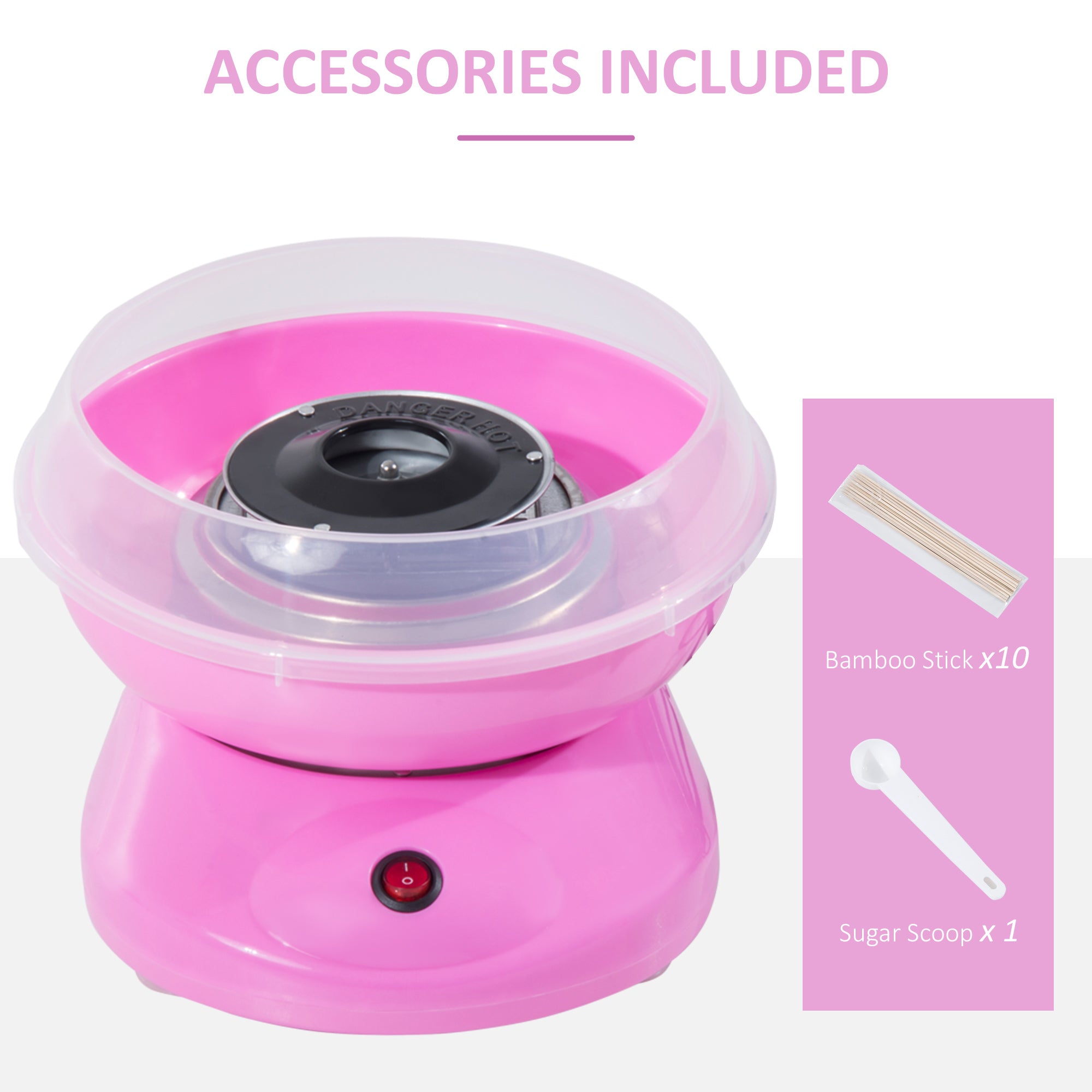 HOMCOM Candy Floss Machine Electric Cotton Candy Maker Gadgetry 450W (Pink) - North Peak Garden Furniture