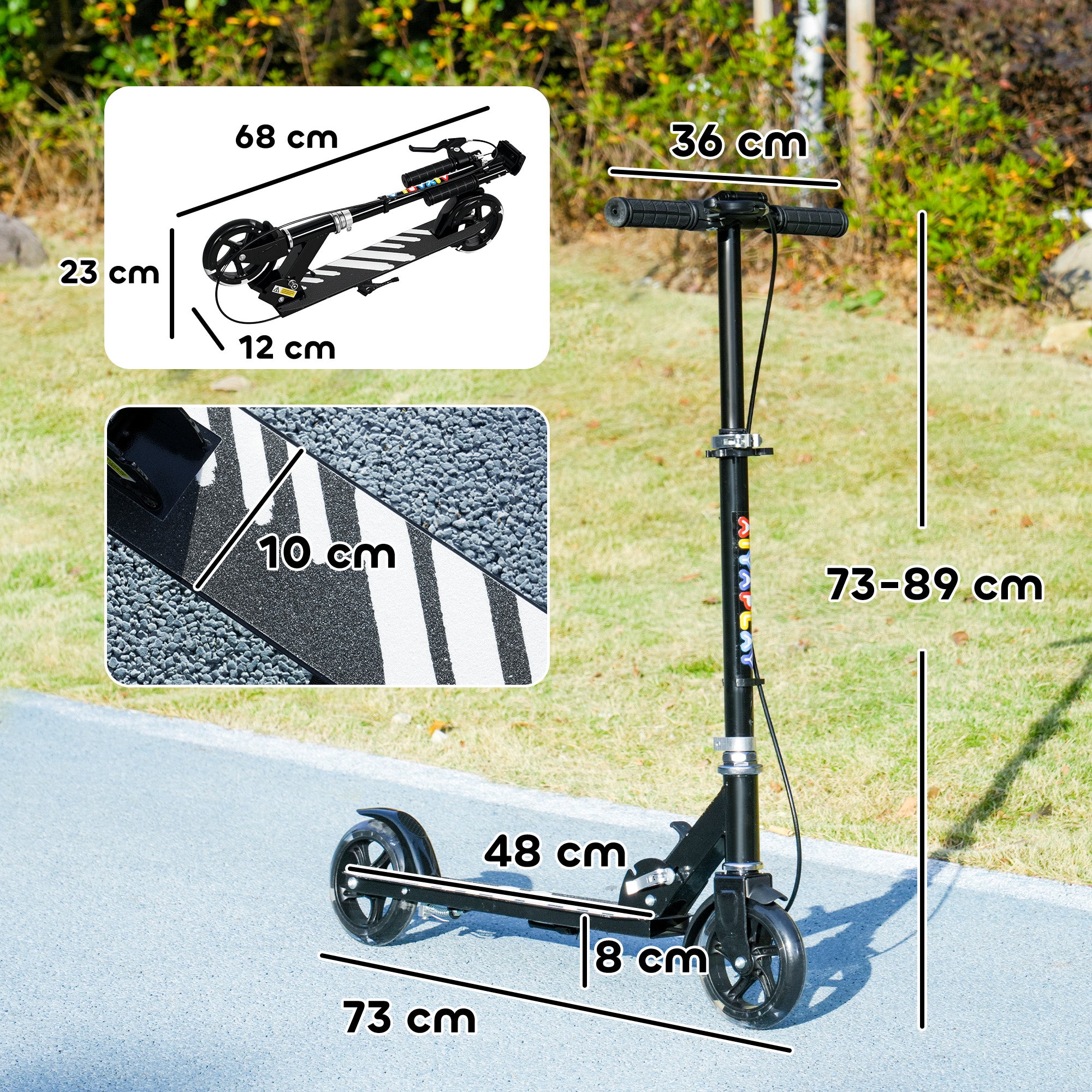 AIYAPLAY Scooter for Kids Ages 3-8 with Adjustable Handle, 2 Light up Wheels, Handbrake & Rear Brake for Girls and Boys, Black - North Peak Garden Furniture