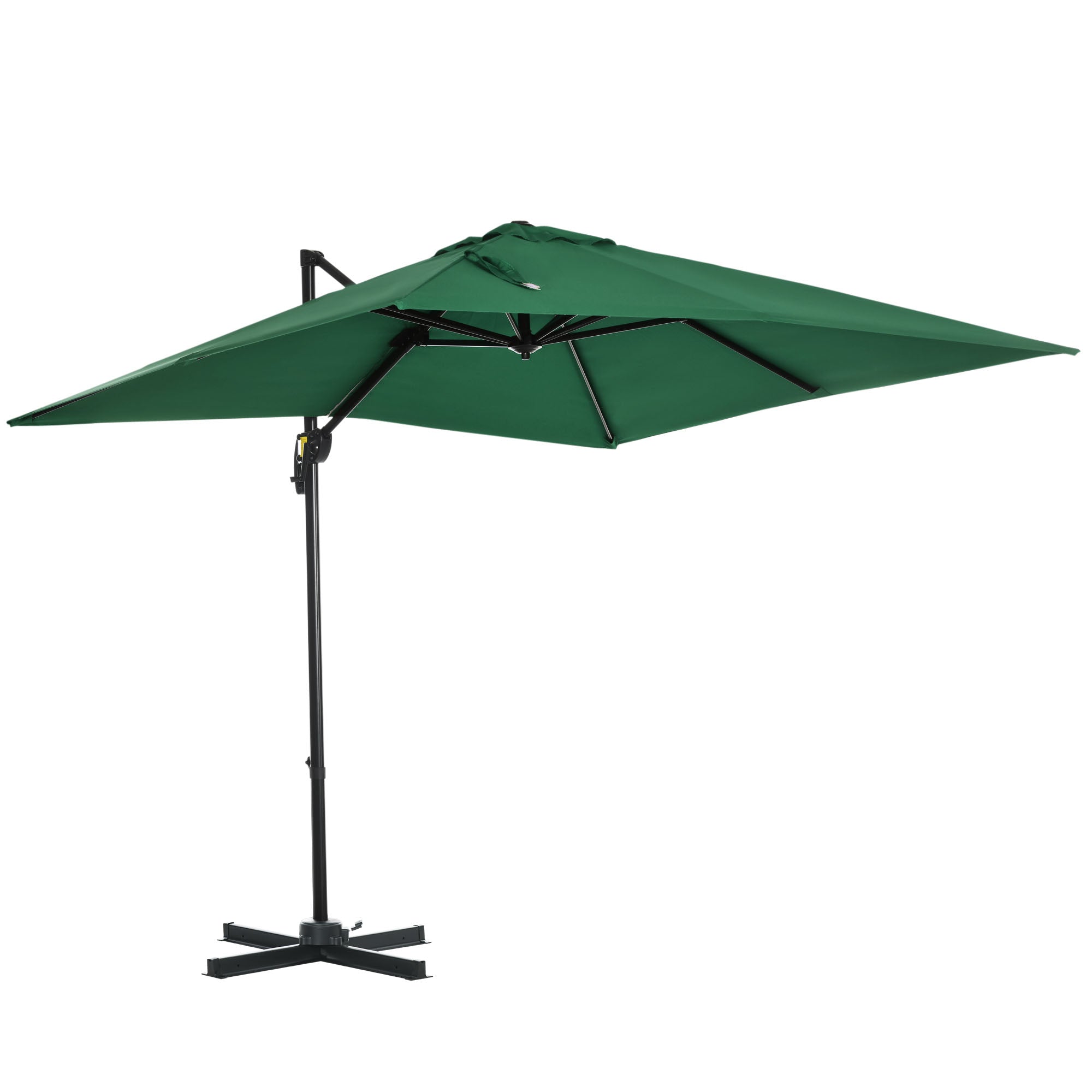 Outsunny Square Umbrella Parasol W/360° Rotation, 245Lx245Wx248H cm-Green - North Peak Garden Furniture