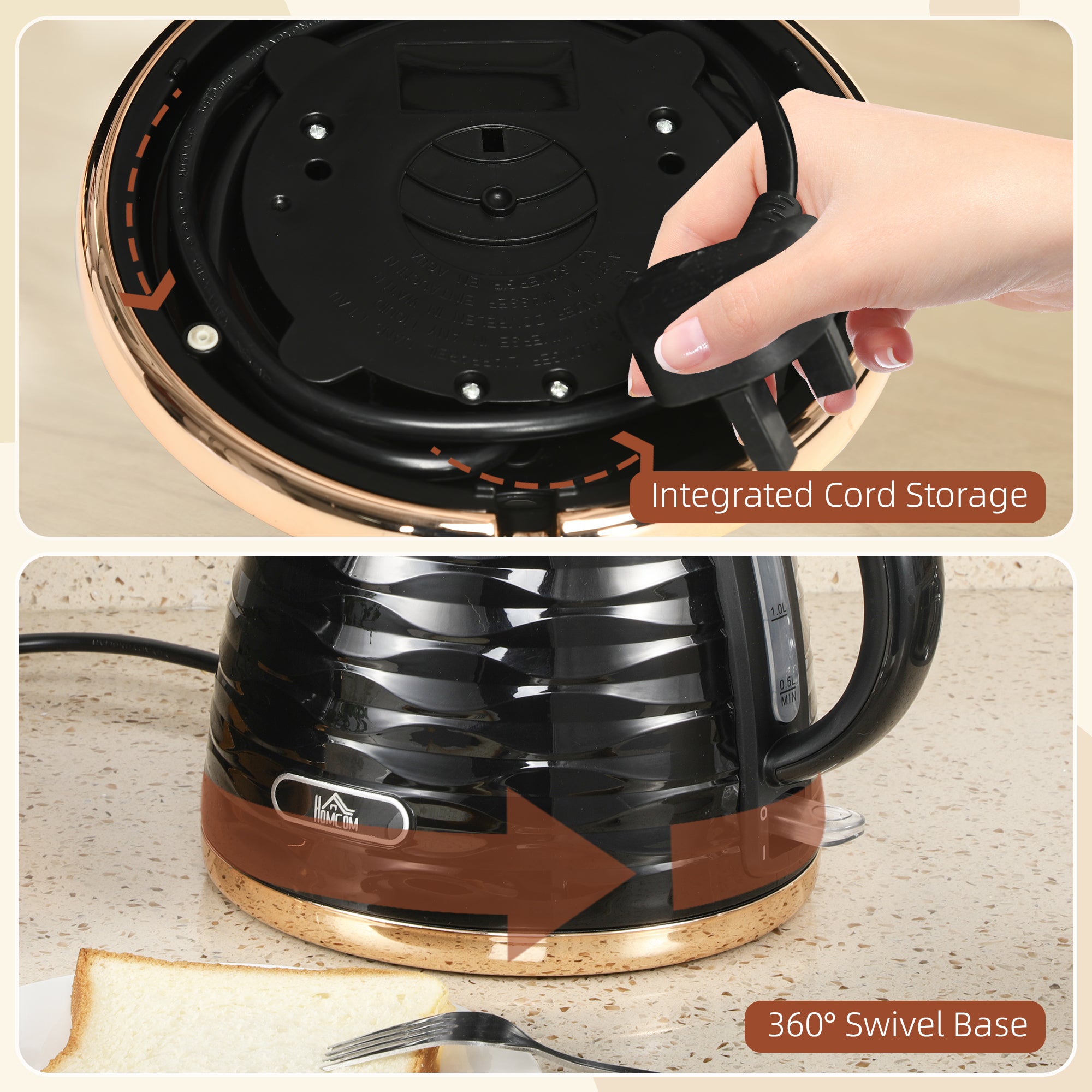 HOMCOM 3kW Rapid Boil Honeycomb Kettle - Black - North Peak Garden Furniture