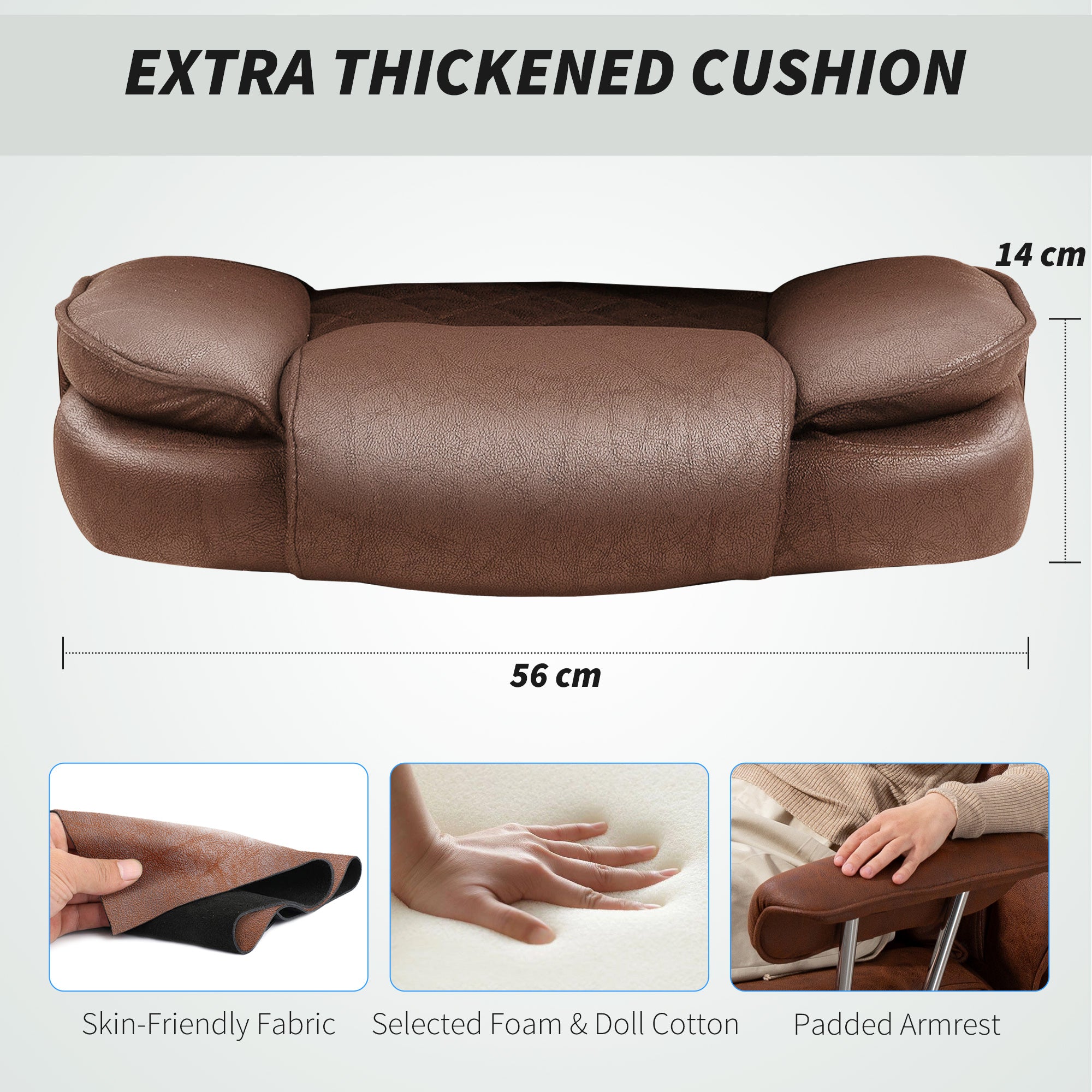 HOMCOM Leathaire Reclining Office Chair with Lumbar Support Pillow - Dark Brown - North Peak Garden Furniture