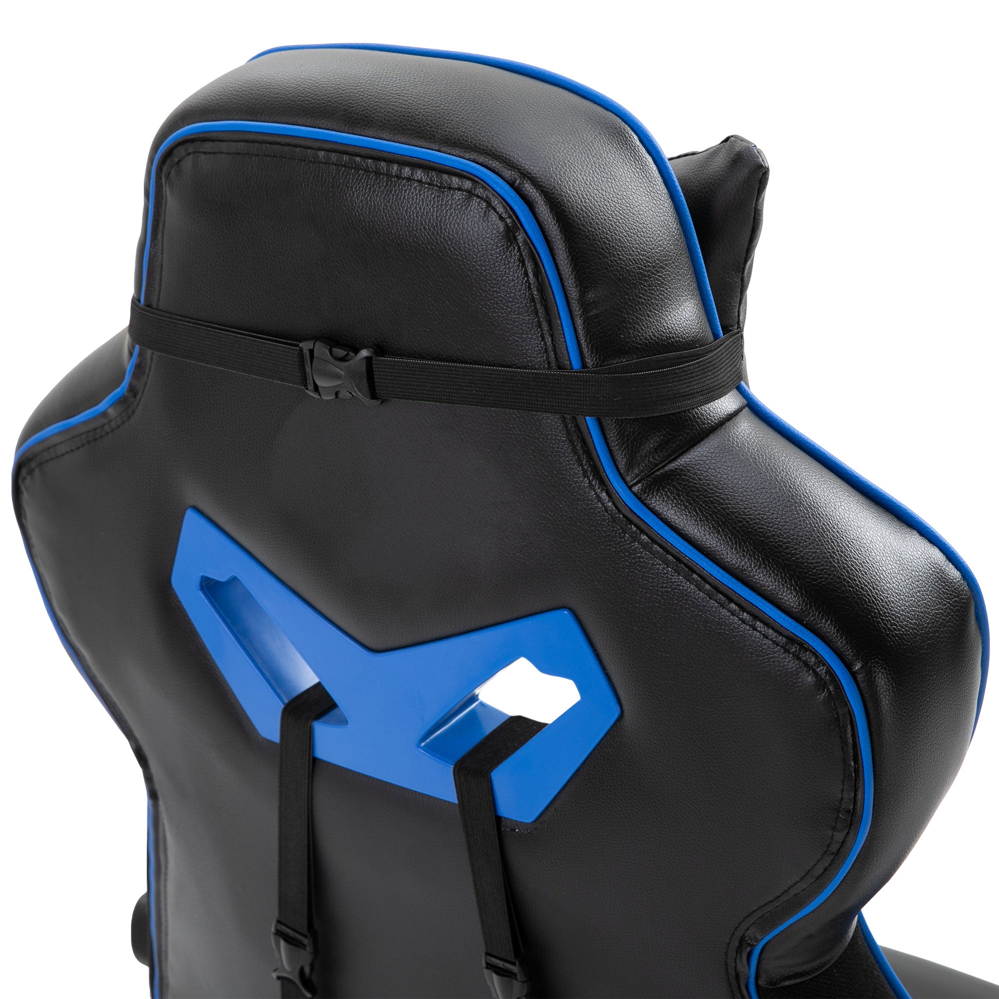 Vinsetto Faux Leather Reclining Gaming Chair, with Footrest - Blue/Black - North Peak Garden Furniture