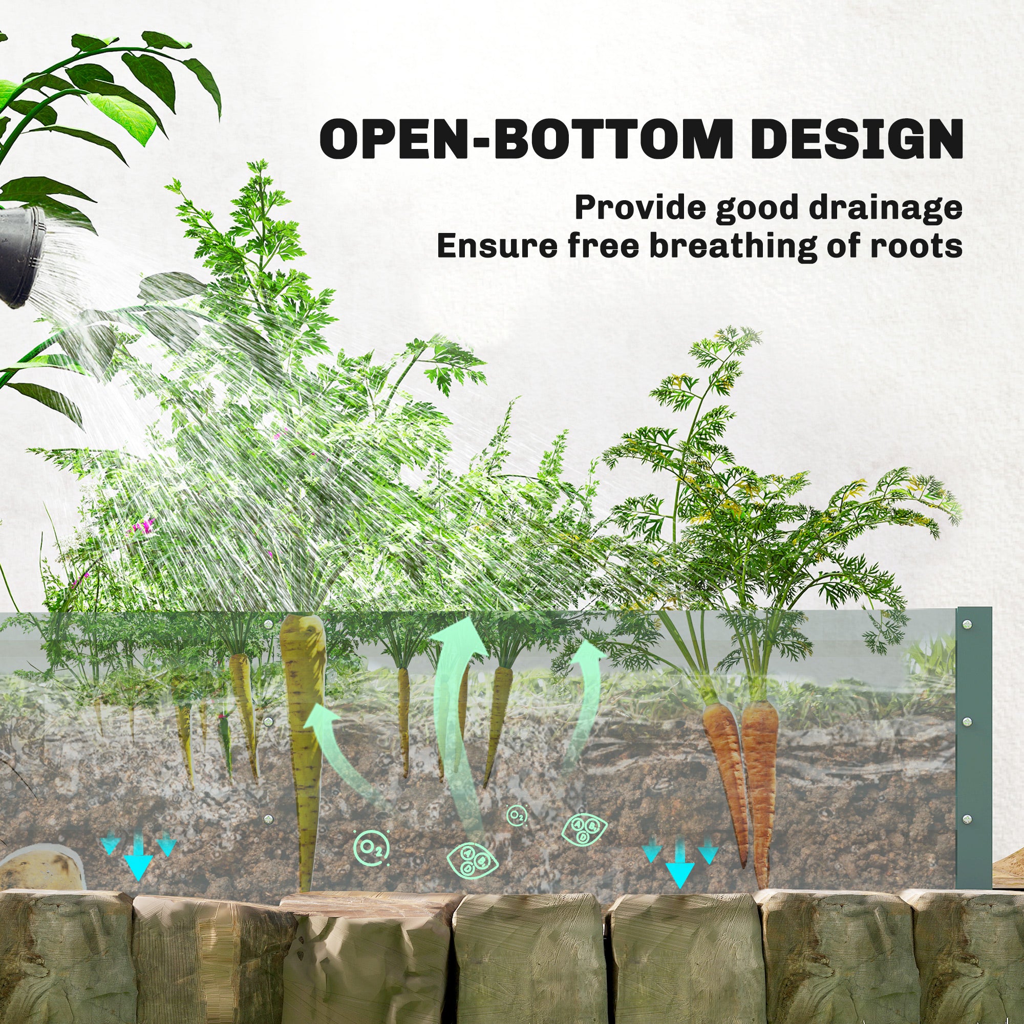 Outsunny Mini Greenhouse with Raised Garden Bed, Galvanised Walk-in Greenhouse with Roll Up Windows, 56" x 56" x 75", Green