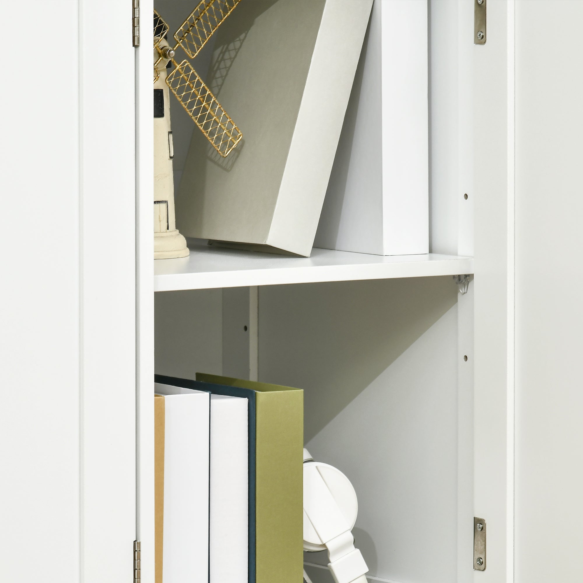 HOMCOM Modern Sideboard with Rubberwood Top, Buffet Cabinet with Storage Cabinets, Drawers and Adjustable Shelves for Living Room, Kitchen, White - North Peak Garden Furniture