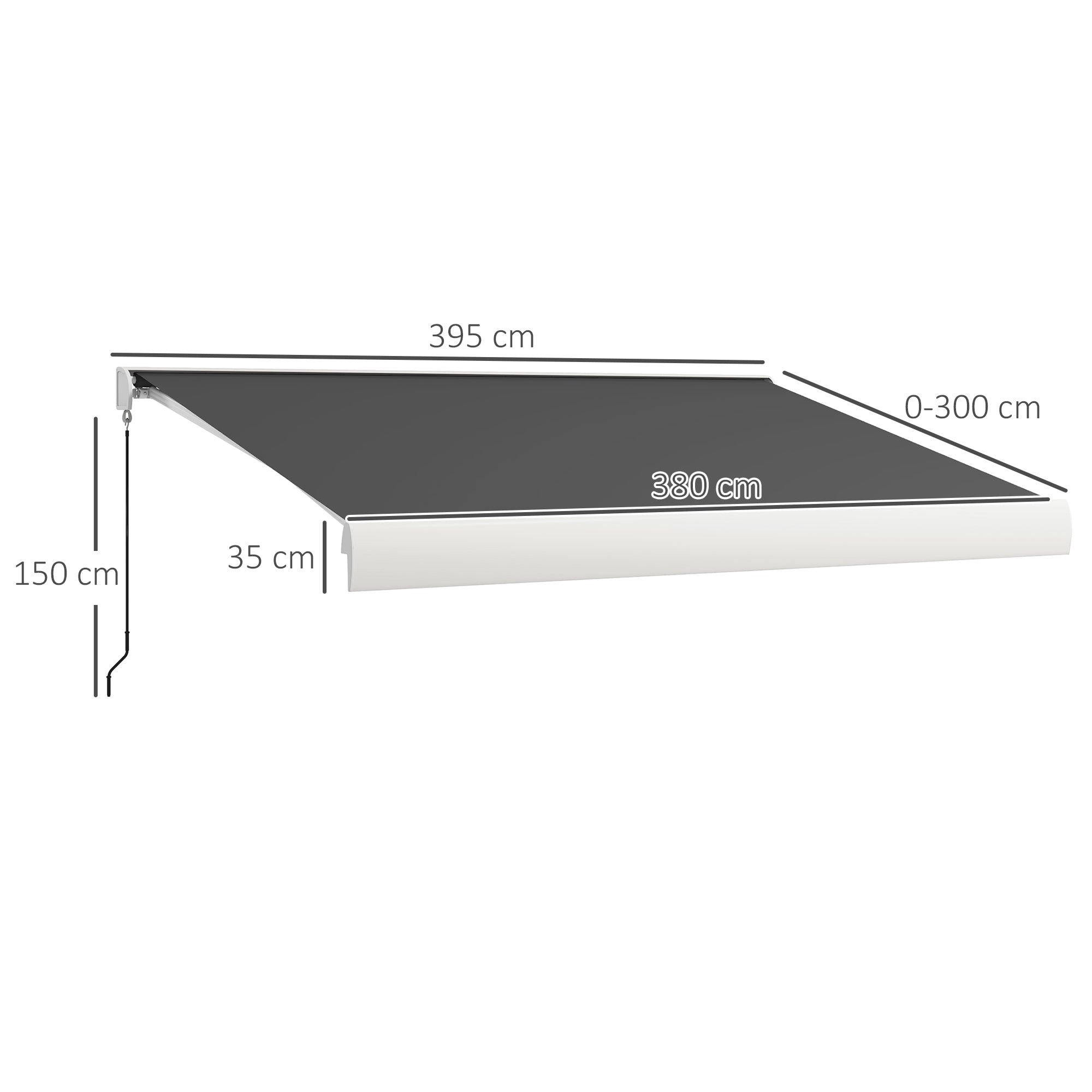 Outsunny 4 x 3(m) Electric Retractable Awning with Remote Controller, Aluminium Frame Sun Canopies for Patio Door Window - North Peak Garden Furniture