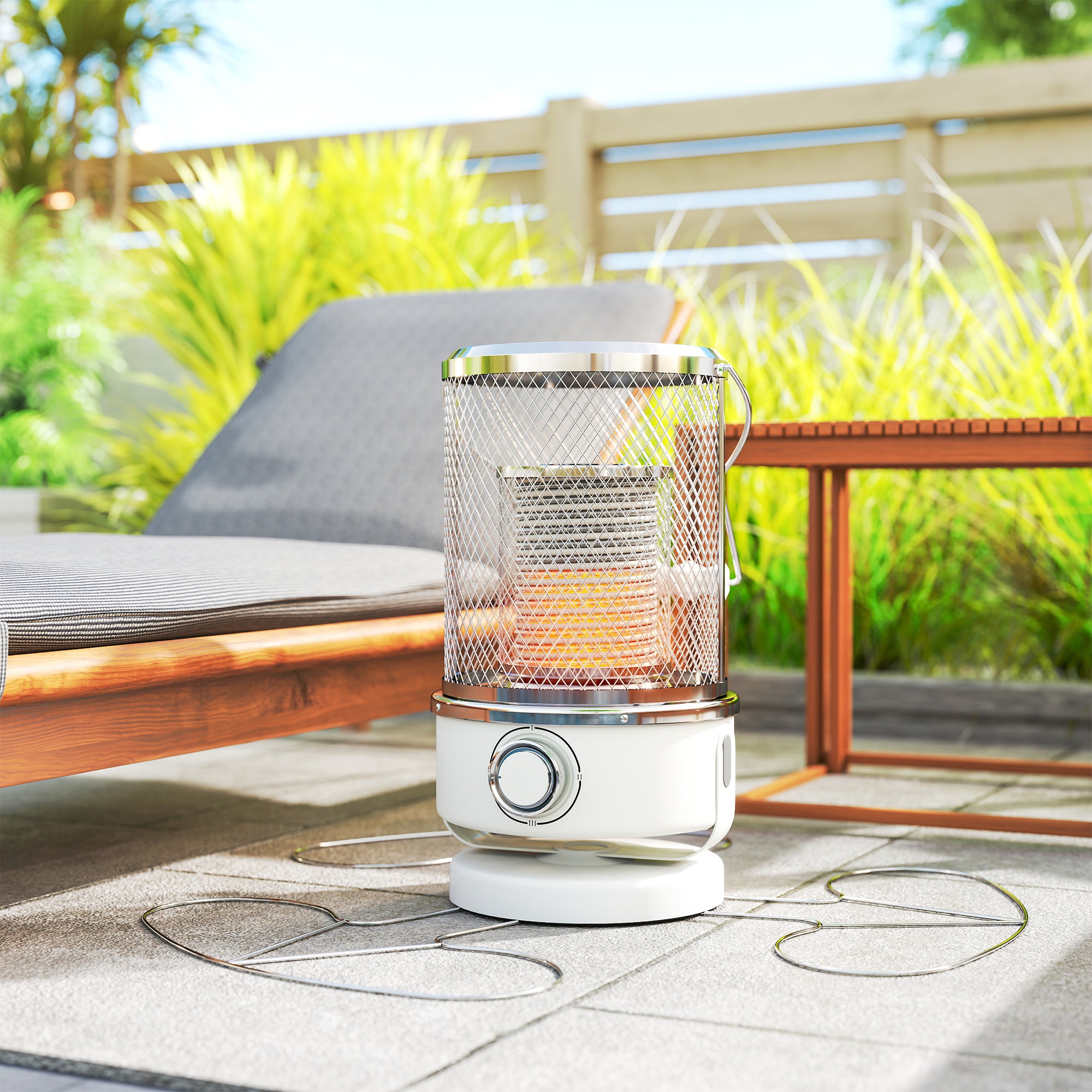 Outsunny 2000W Patio Electric Heater with 10-20㎡ Coverage, Separation Coil, Freestanding Outdoor Infrared Heater with Tip-Over Protection, Overheat Protection, Handle for Indoor and Outdoor Use, White