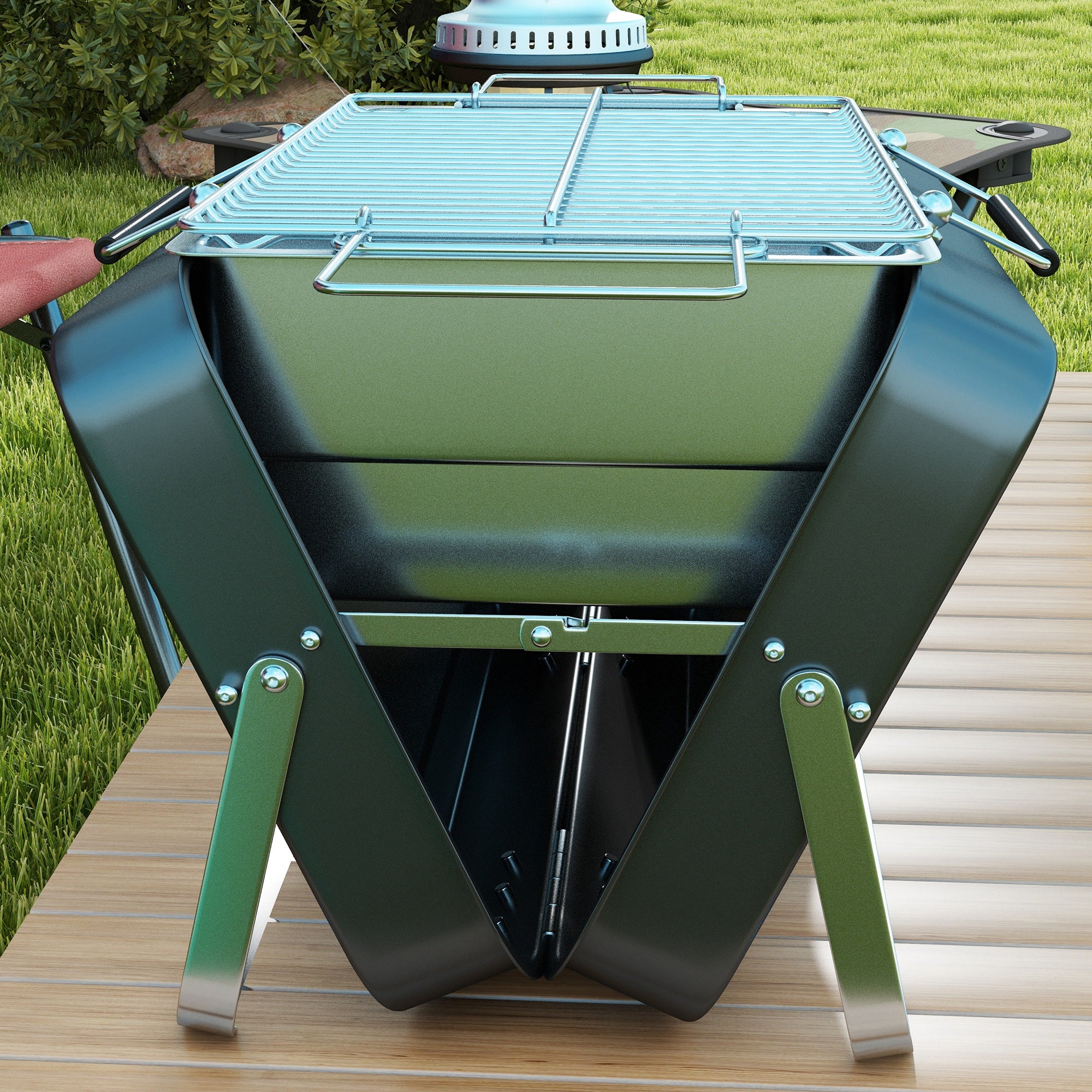Outsunny Metal Suitable-Style Portable BBQ Grill - Black - North Peak Garden Furniture