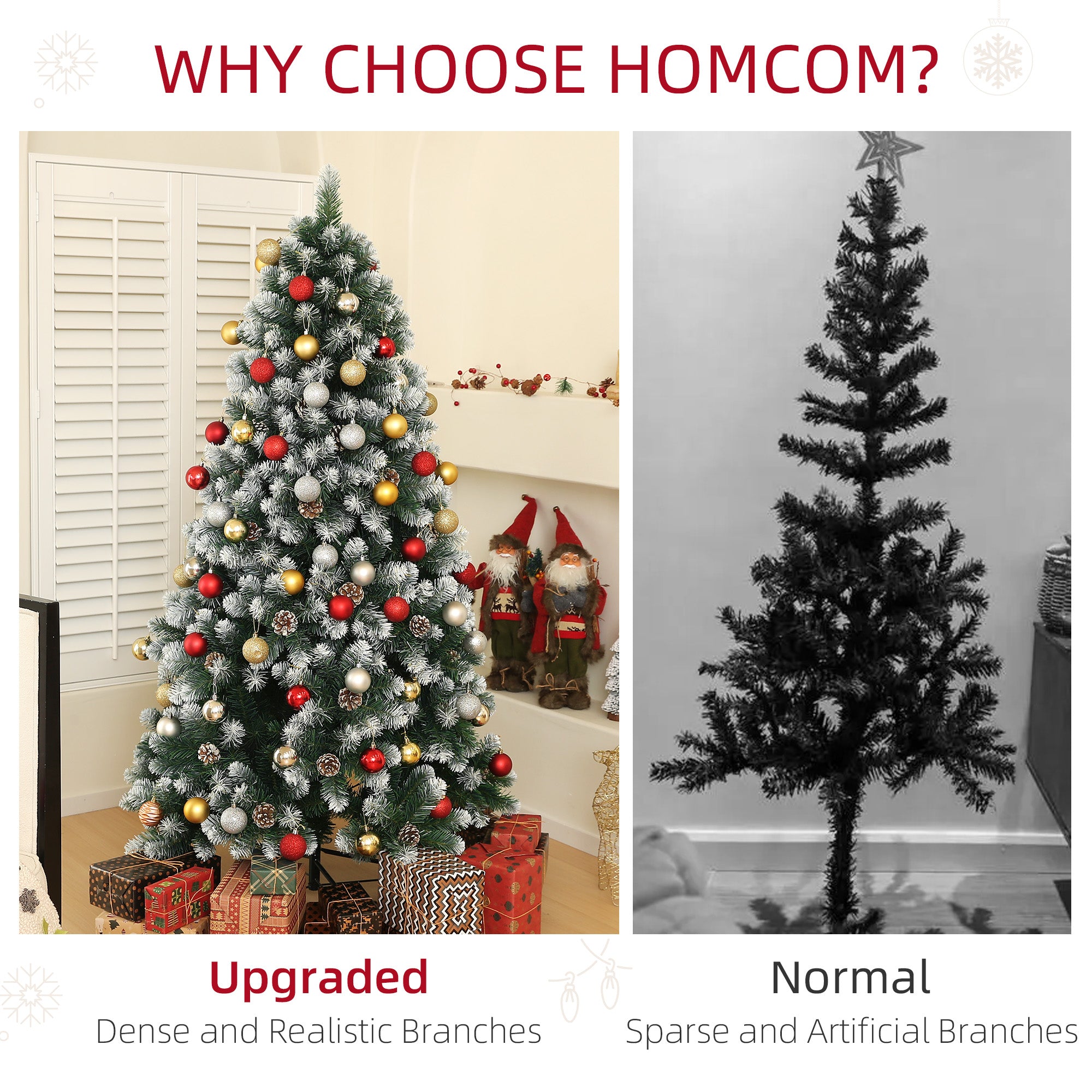 HOMCOM 6ft Snow-Dipped Artificial Pine Christmas Tree - North Peak Garden Furniture