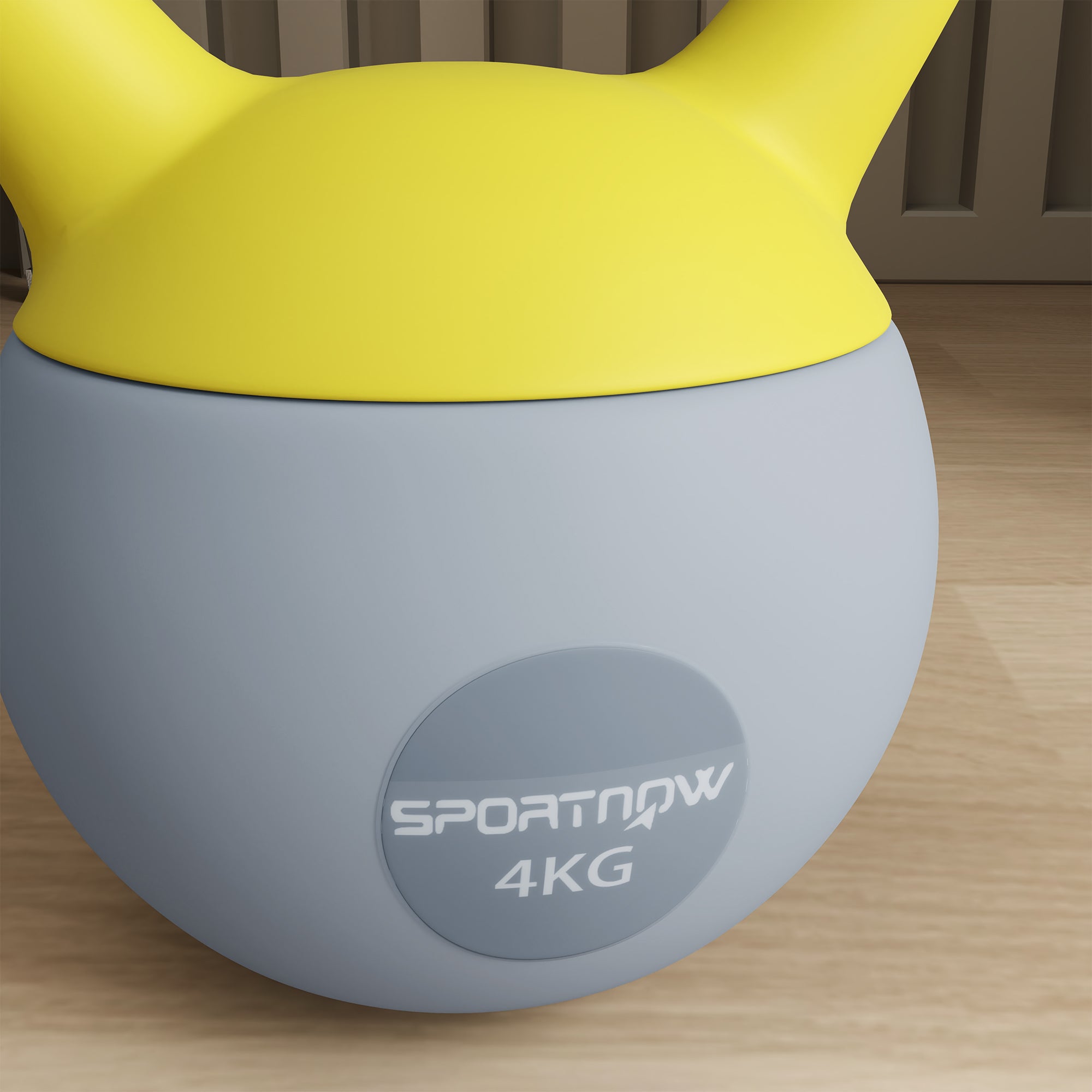 SPORTNOW Soft Kettlebell, 4kg Kettle Bell with Non-Slip Handle for Home Gym Weight Lifting and Strength Training, Yellow and Grey - North Peak Garden Furniture