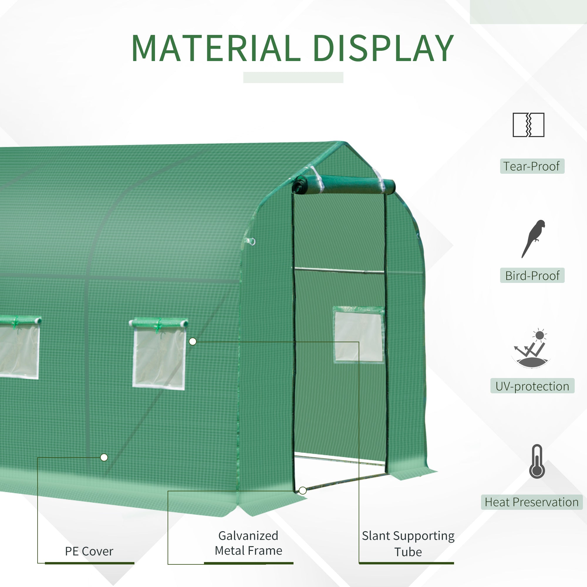 Outsunny Polytunnel Greenhouse with Windows and Door, Walk in Greenhouse for Garden, Backyard (3 x 2 M) - North Peak Garden Furniture