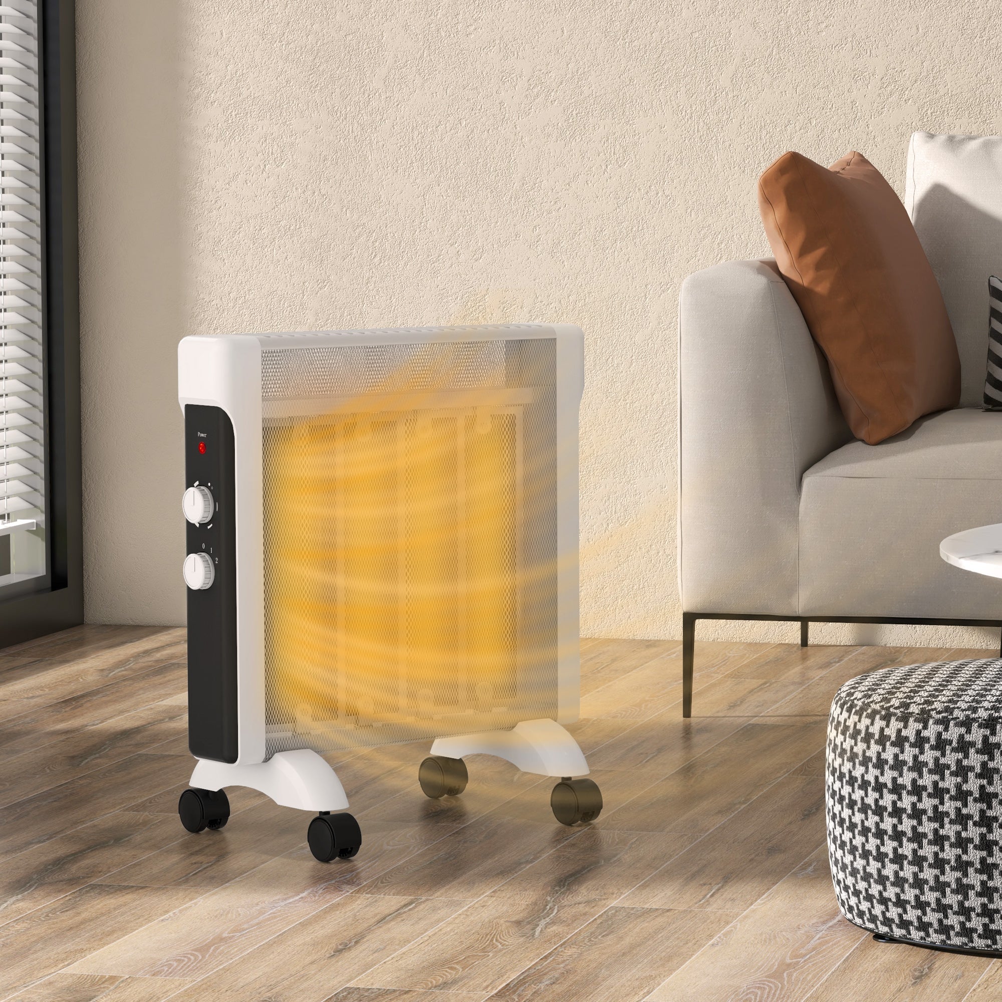 HOMCOM 2kW Electric Heater, 10-45℃ Temperature - White - North Peak Garden Furniture