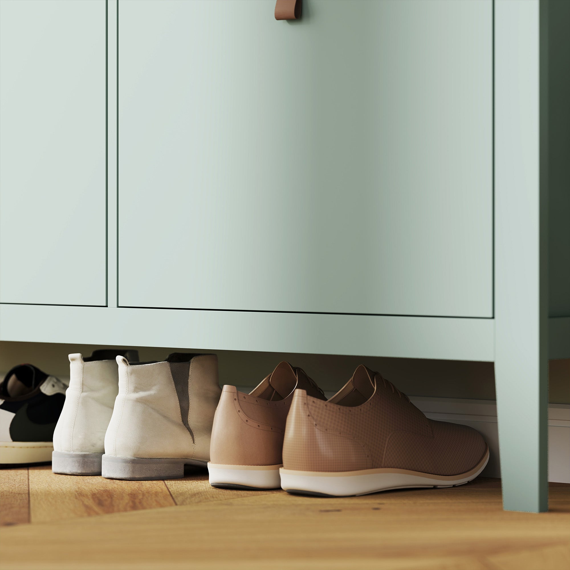 HOMCOM Modern Four-Drawer Shoe Cabinet - Green - North Peak Garden Furniture