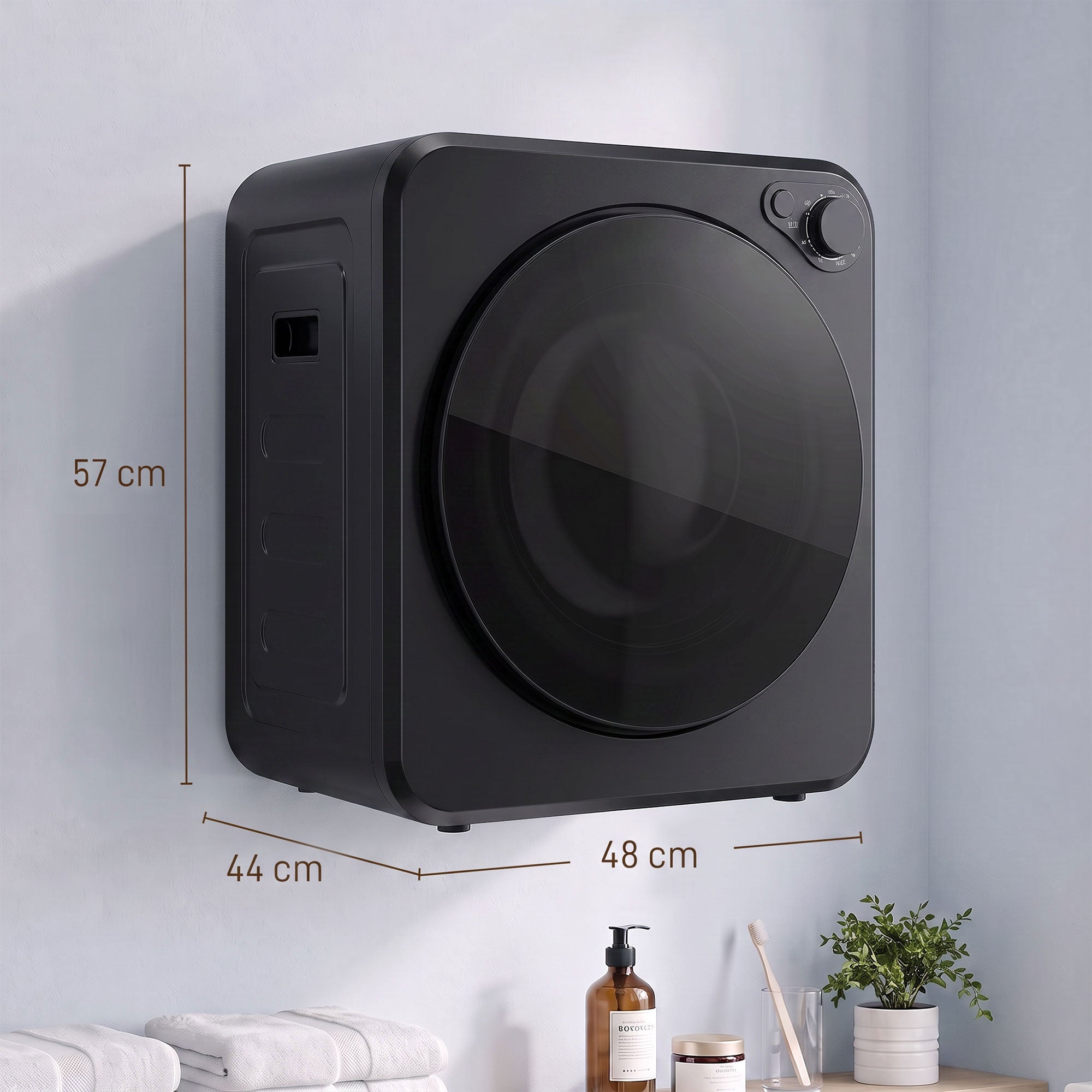 HOMCOM 4kg Front Load Laundry Dryer, Portable Clothes Dryer with 2 Power Modes, 400W/800W, Black
