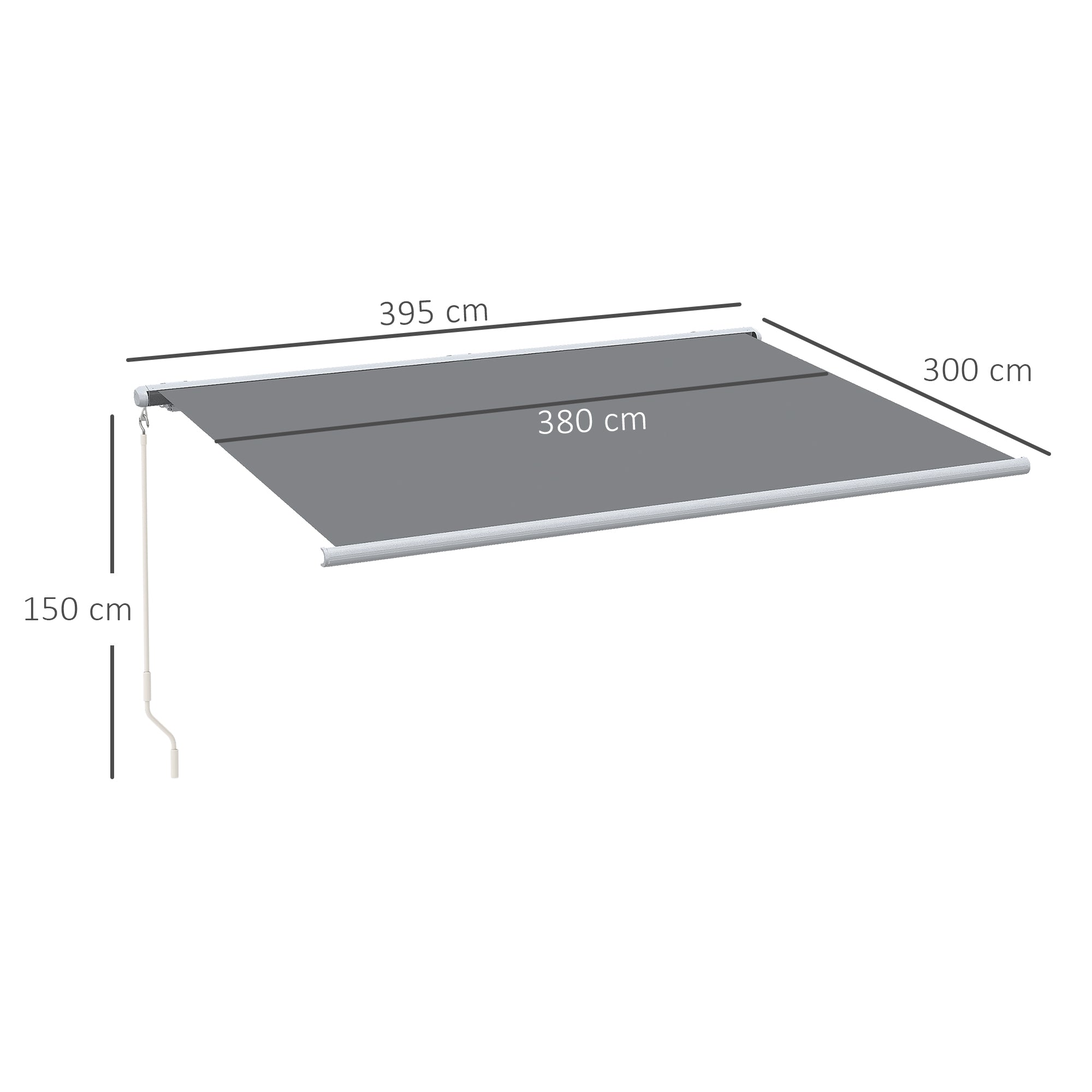 Outsunny 4x3m Full Cassette Electric/Manual Retractable Awning, Sun Canopies for Patio Door Window with Remote Controller, Grey - North Peak Garden Furniture