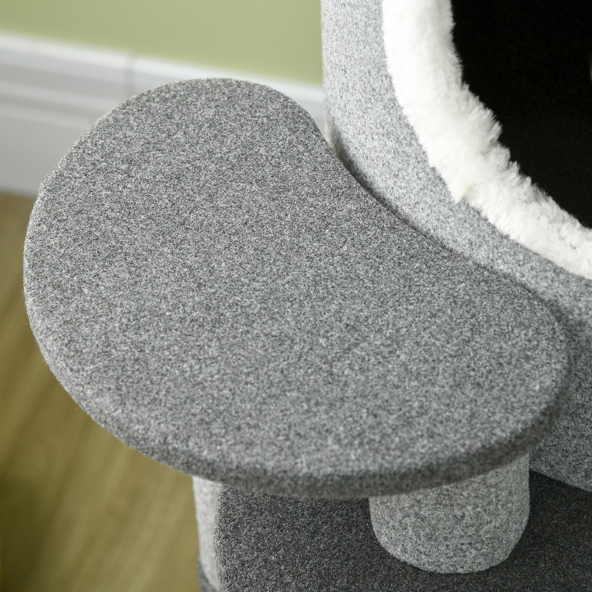 PawHut Barrel Shaped Cat Tree with Sisal Scratching Posts, Cat Bed, Platforms, Hanging Ball, Grey, Grey - North Peak Garden Furniture