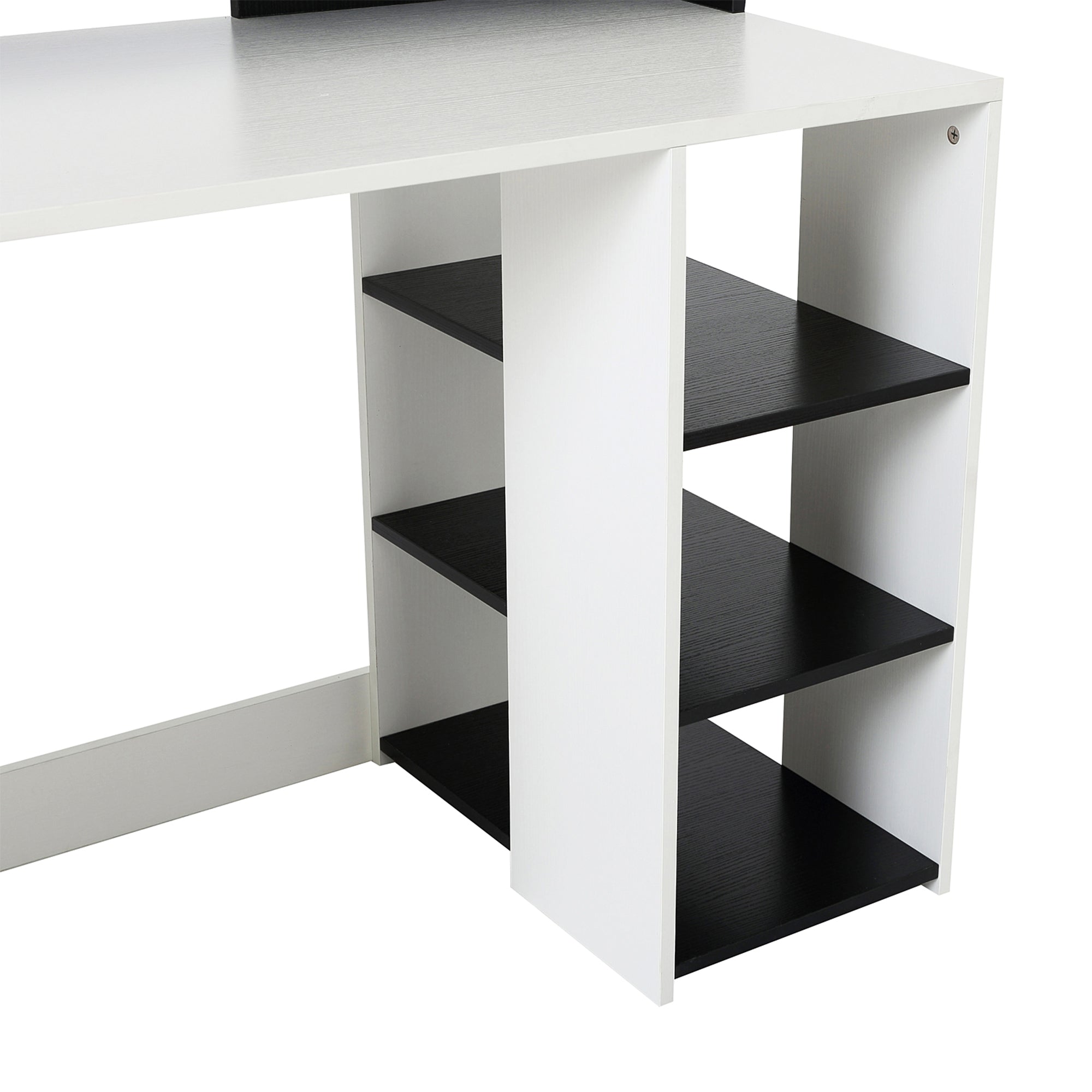 HOMCOM Computer Desk with Drawers and Storage Shelves, Reception Desk, Study Workstation for Home Office, 137 x 55 x 92cm, Black and White - North Peak Garden Furniture