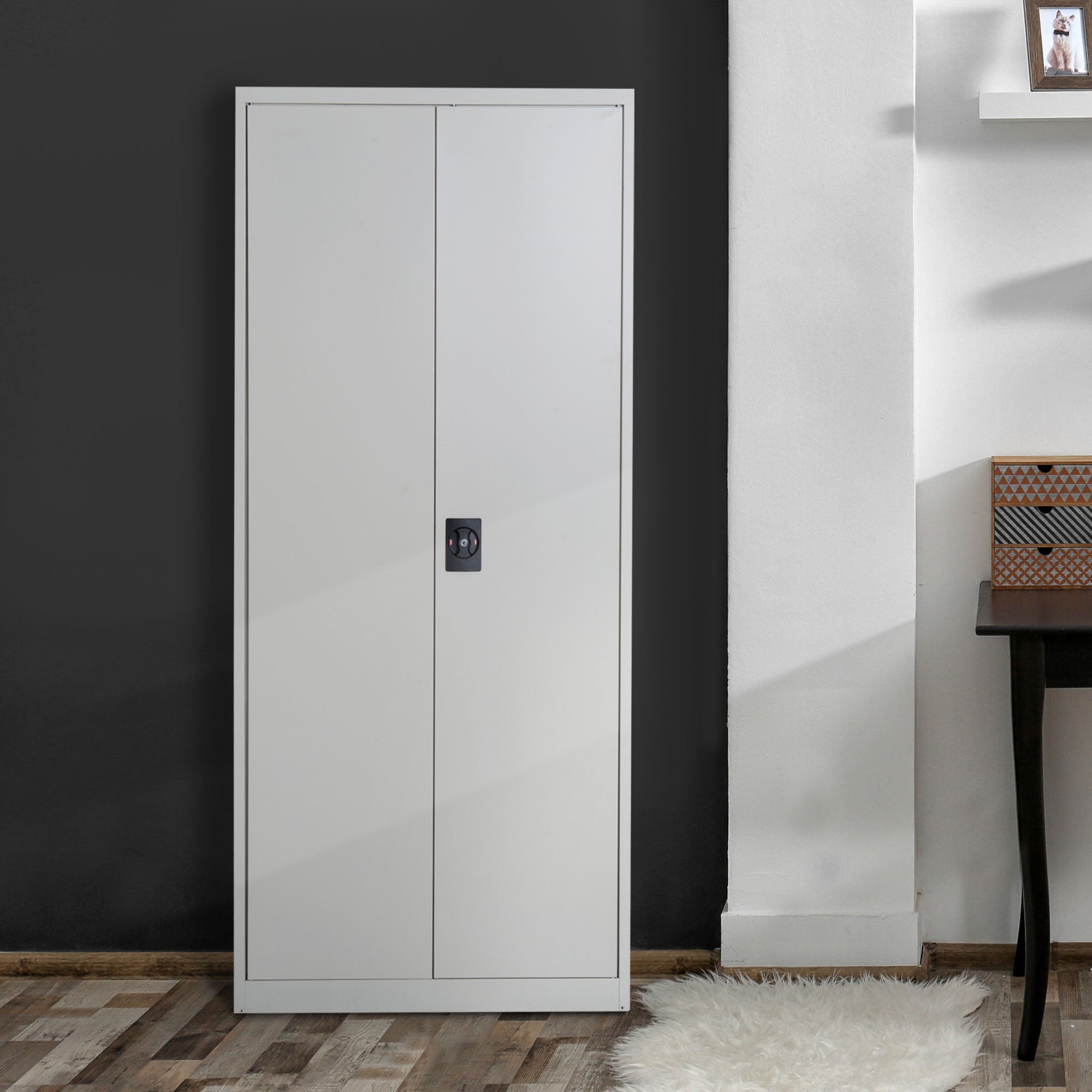 Vinsetto Cool Rolled Steel Tall Office Lockable Filing Cabinet 2 Doors 4 Internal Adjustable Shelves Bookcase Cabinet Storage Unit 80 L x 40 W x 184 cm - North Peak Garden Furniture