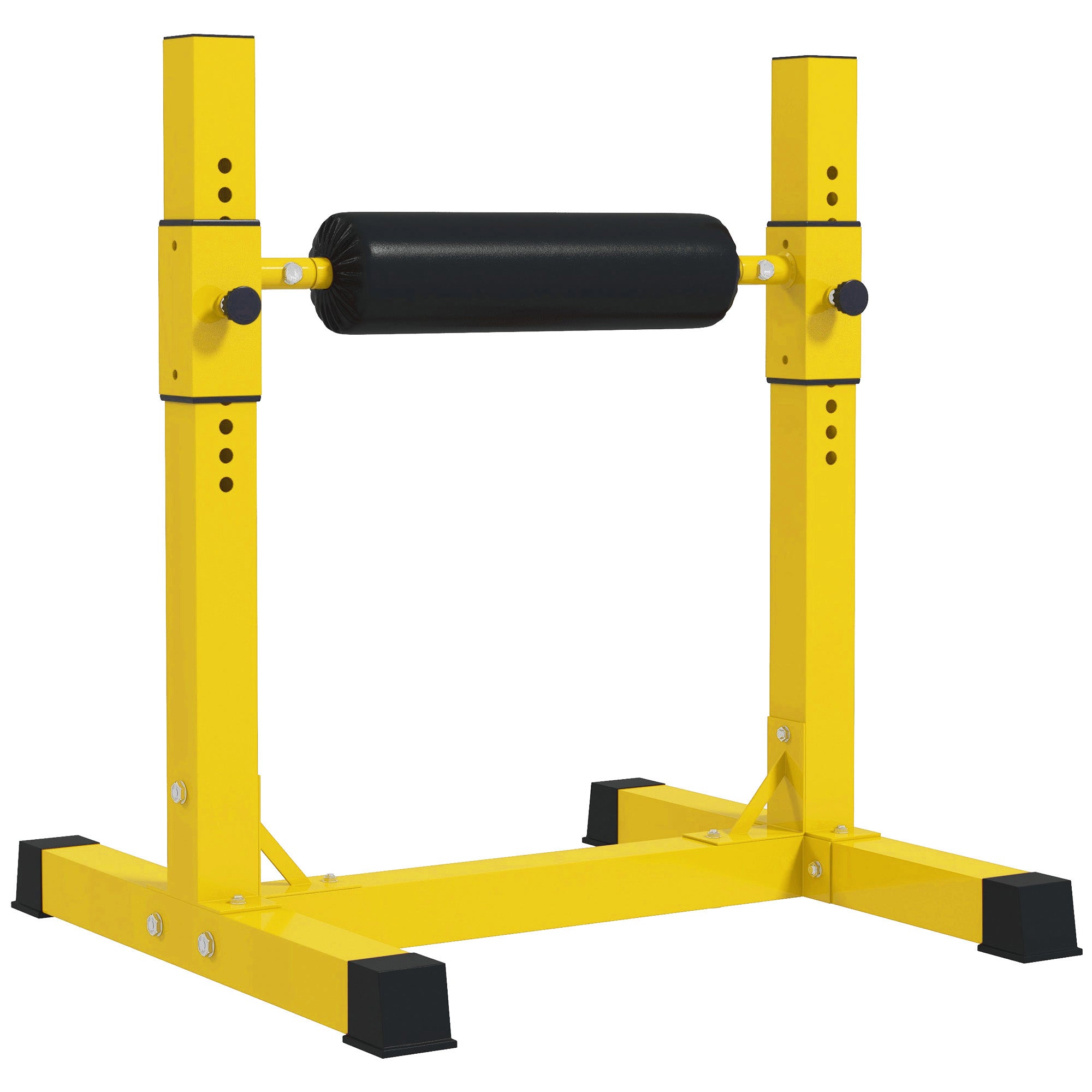 SPORTNOW Bulgarian Split Squat Stand, 12-Level Adjustable Single Leg Squat Machine with Foam Roller and Anti-Slip Pads for Lower Body Strength Training, Yellow - North Peak Garden Furniture