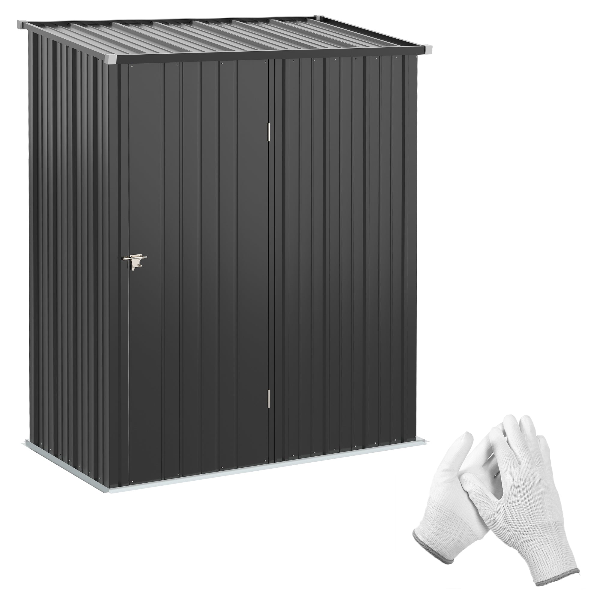 Outsunny Outdoor Storage Shed, Garden Metal Storage Shed w/ Single Door for Garden, Patio, 5.3ft x 3.1ft, Black