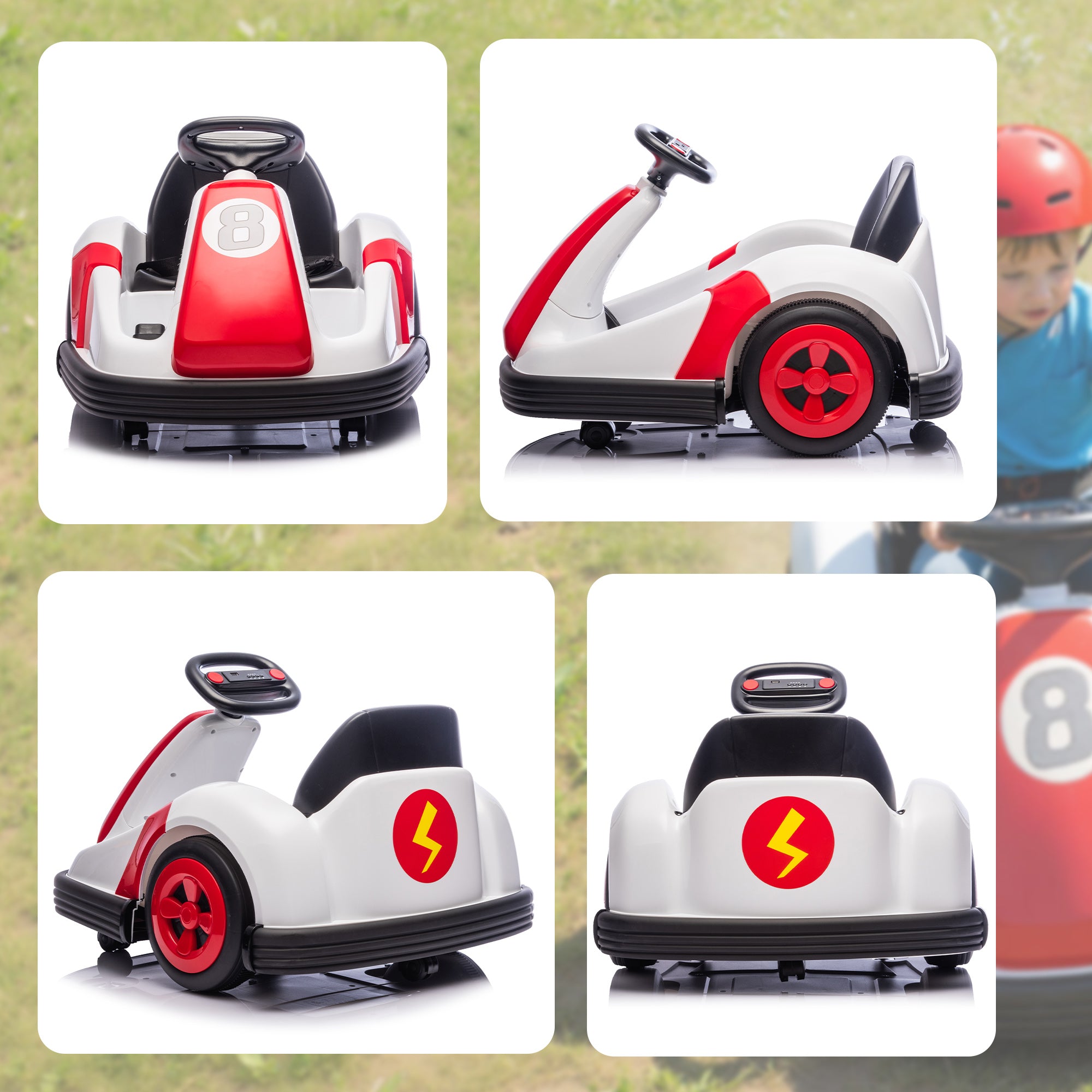 AIYAPLAY Kids Bumper Car with 360-Degree Rotation, 6V Electric Ride On Car with Music and Horn for 3-8 Years Old, Red
